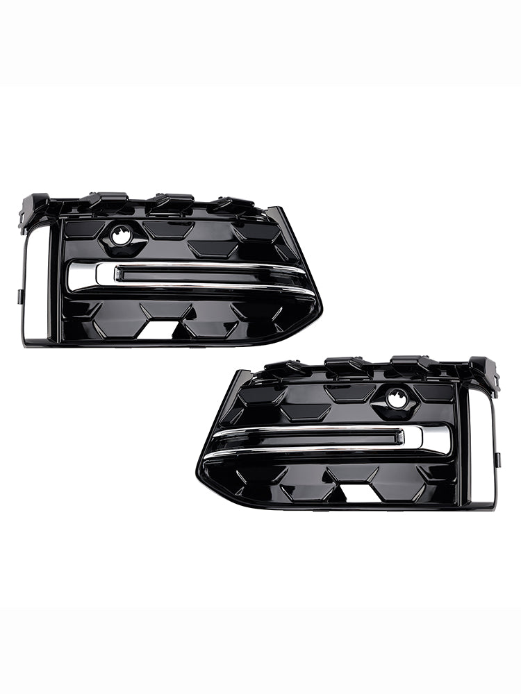 2023+ Audi A6 C8PA S-Line S6 2PCS Front Bumper Fog Light Grille Trim Black Chrome