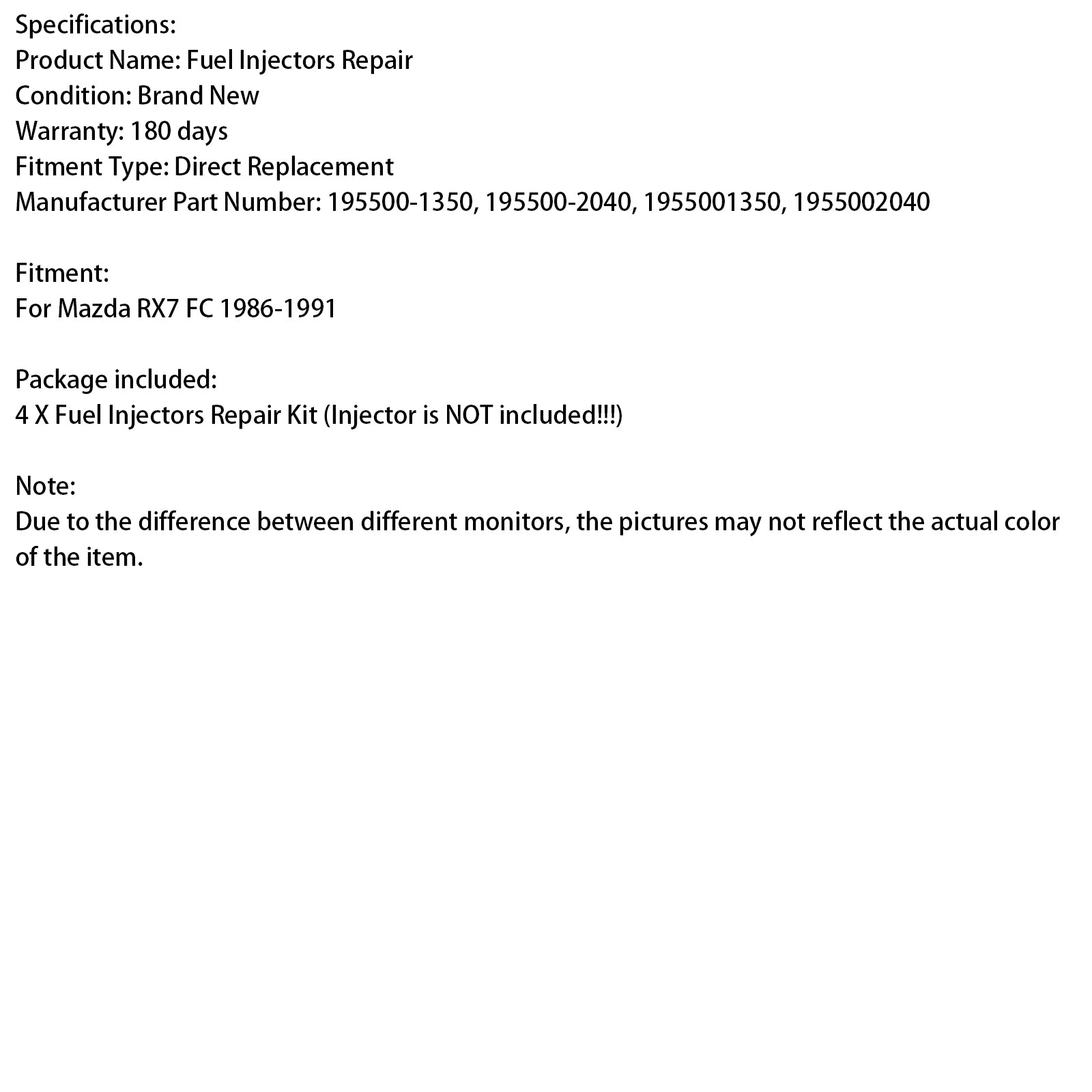 1986-1991 Mazda RX-7 FC 13B Rotary 4st bränsleinsprutare O-ringfiltertätning