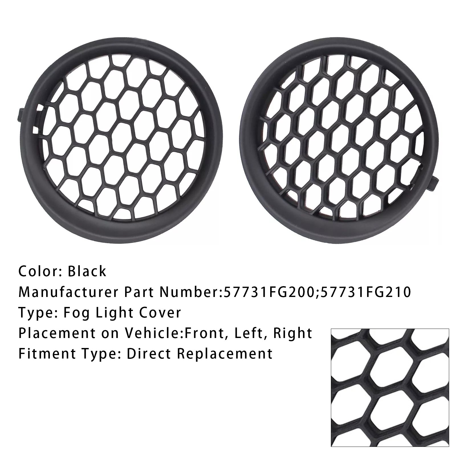 Pair Fog Light Cover Grilles pour Subaru Impreza 2008-2014 57731FG200