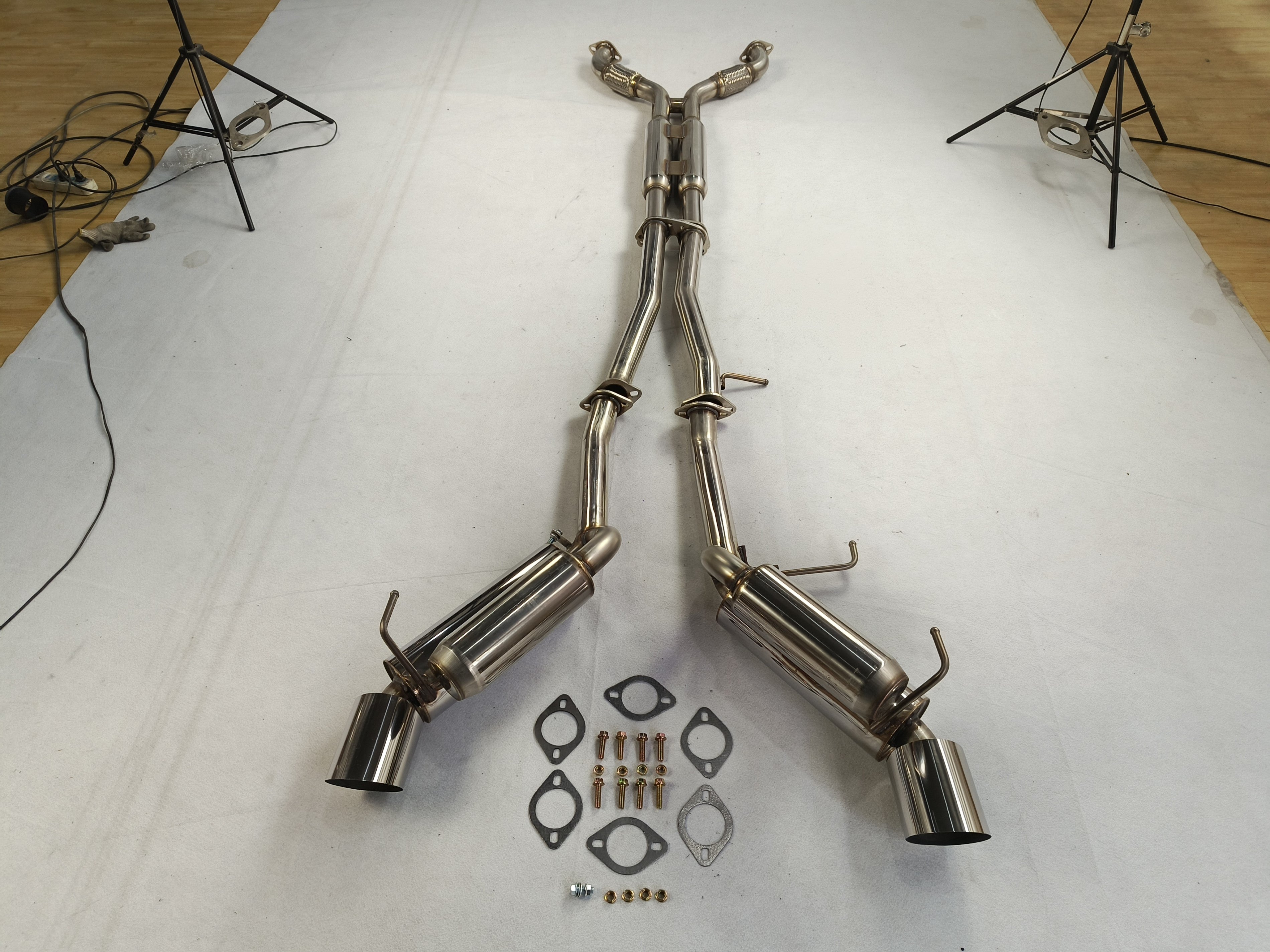 4.5" Système d'échappement Catback à embout de silencieux roulé pour Nissan 350Z G35 03-07 Coupé Dual