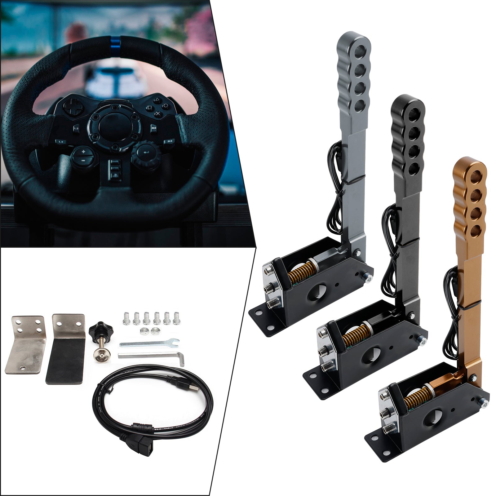 14bit PC USB SIM Racing Hand Brake so svorkou pre Assoto pre G27/G29/T300/T500