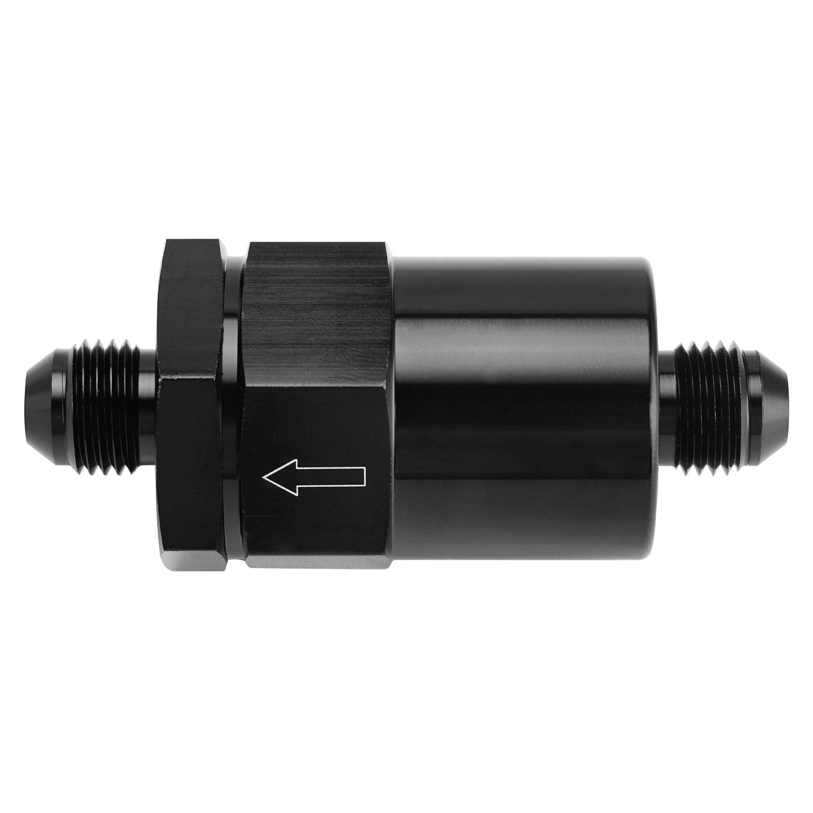 AN6 Black Inline Fuel Systems Filter Adapter With 30 Micron Filter Element
