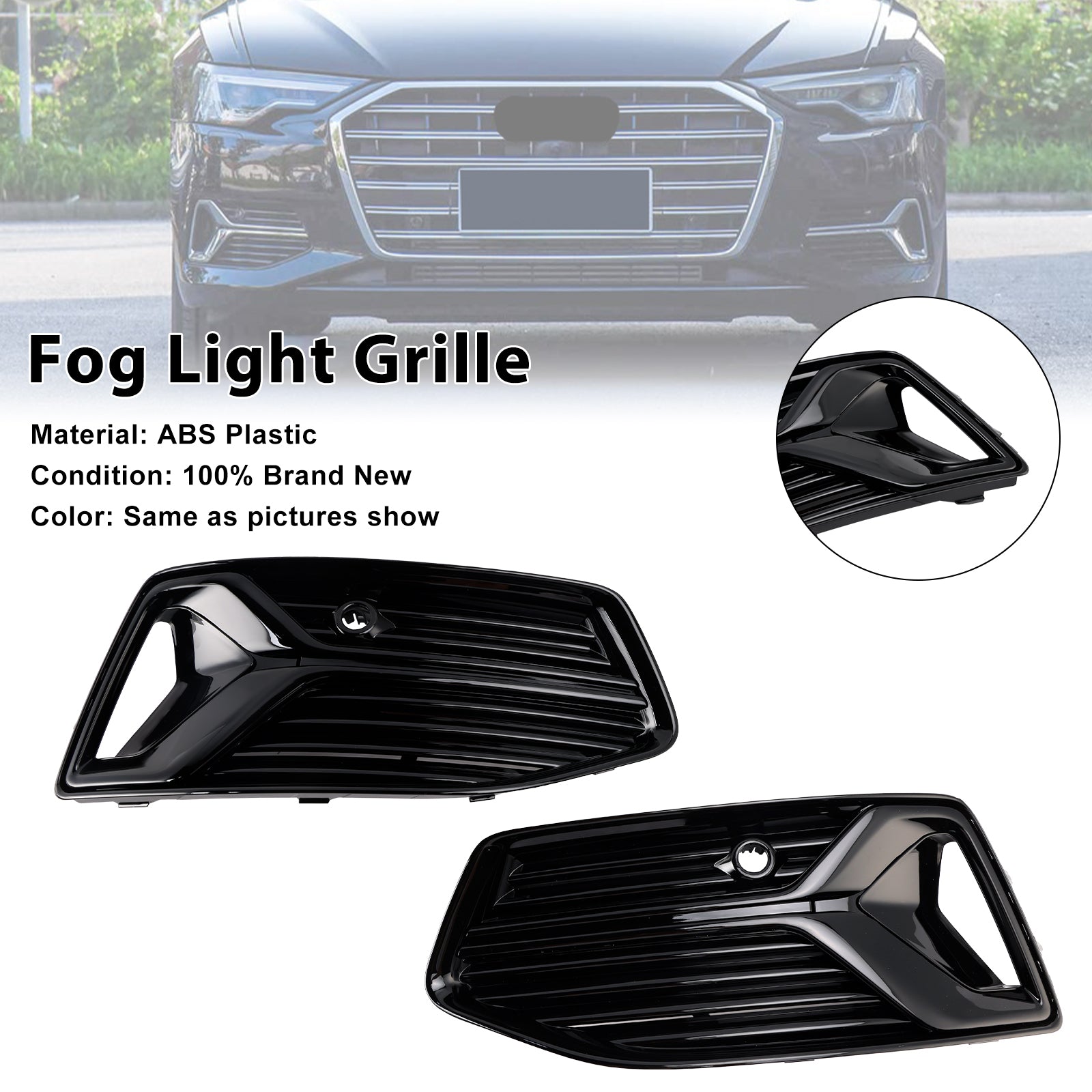 2019-2023 Audi A6 C8 2PCS Front Bumper Fog Capa Luz Grila