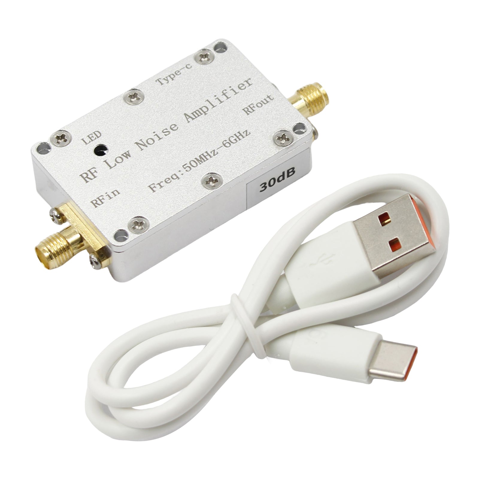 Amplificador de radiofrequência de 50m-6GHz 20dB 30dB de alto ganho LNA de baixo sinal de ruído baixo