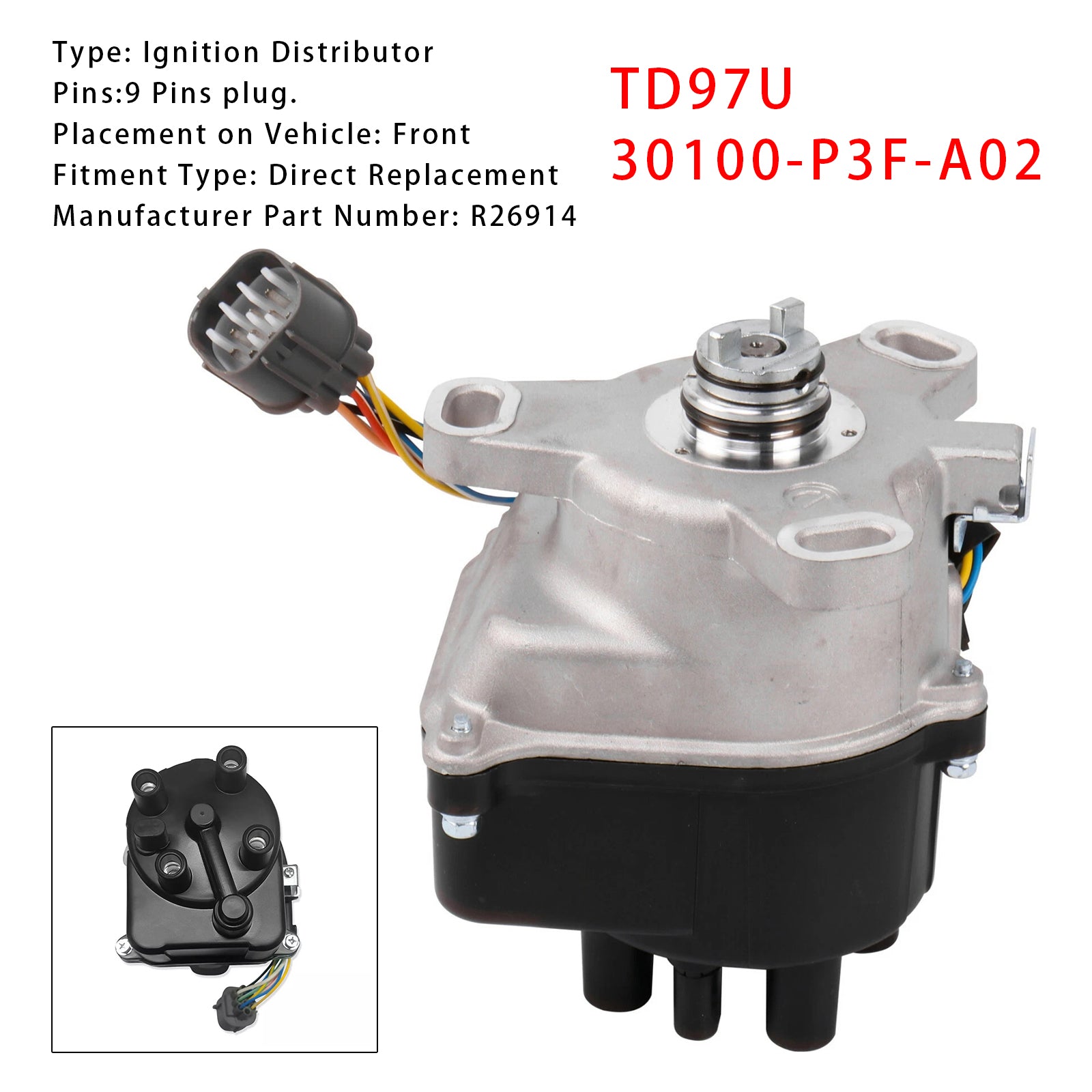 Distribuidor de encendido TD97U 30100-P3F-A02 para Honda CRV 1997-1998 EX LX 2.0L L4