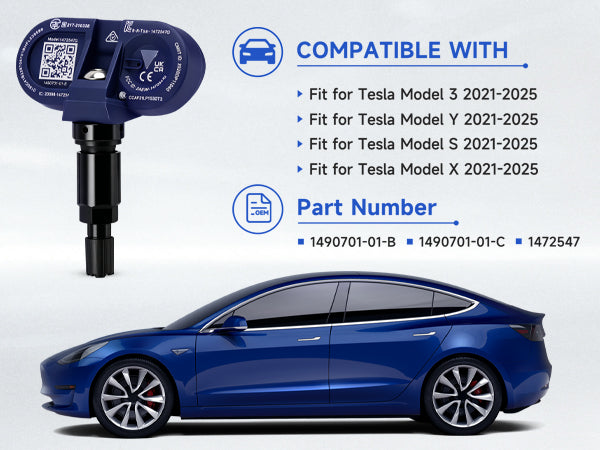 2021-2024 Tesla Model X 4Pcs Bluetooth TPMS Tire Pressure Sensor