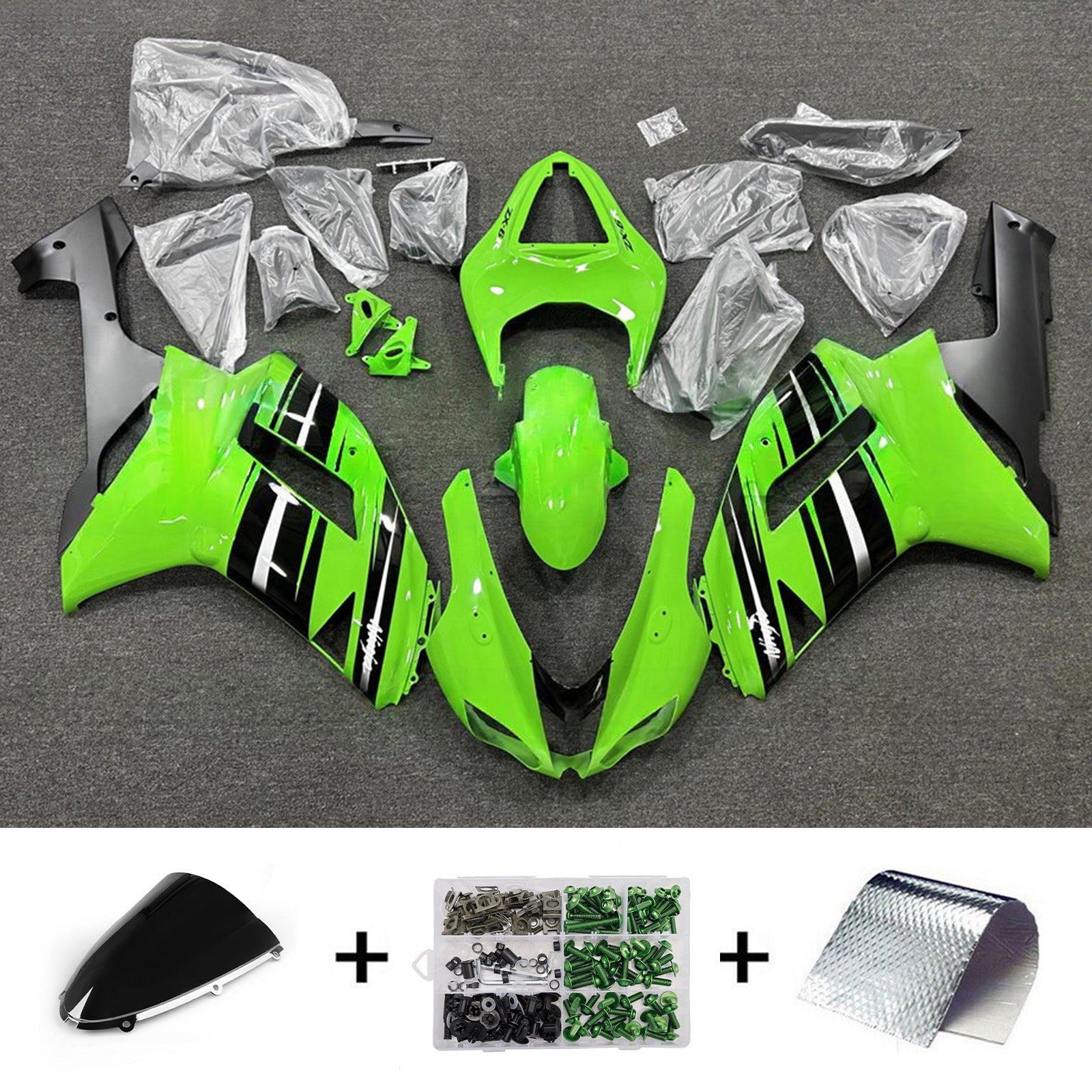 Injection Fairing Kit Bodywork Plastic ABS fit For Kawasaki ZX6R 636 2007-2008