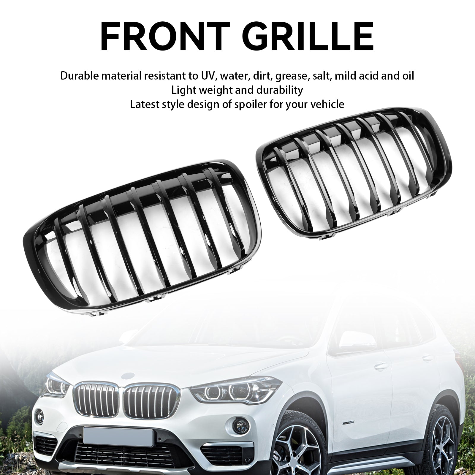 2016-2018 BMW X1 F48 F49 Glanzend Zwart Front Nieren Grill 2 STUKS