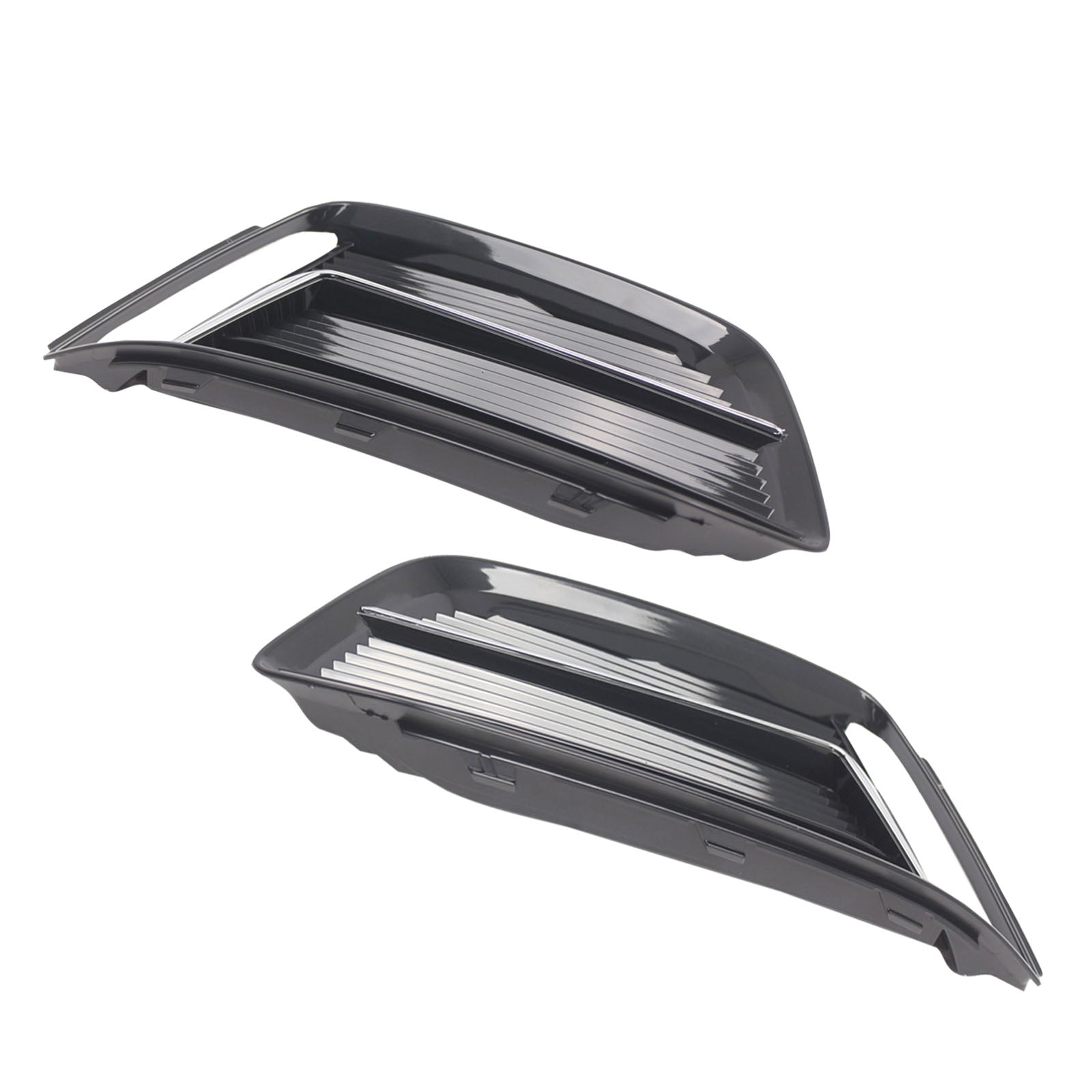 Black/Chrome Front Bumper Fog Light Grille Cover Bezel Fit Audi A5 2017-2019