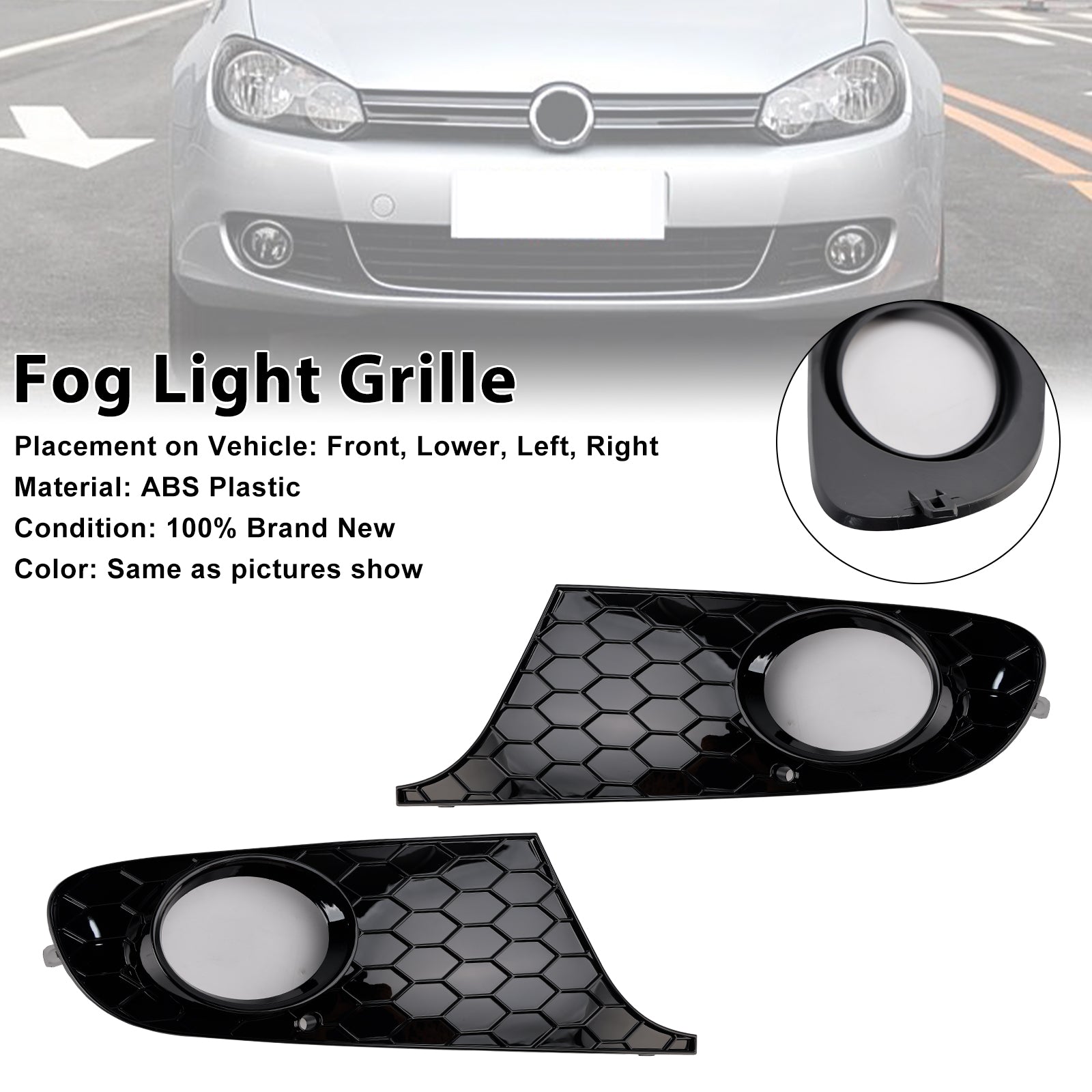 2009-2013 VW MK6 Golf Jetta 2PCS Tog Light Cover Grille Grill 5K0853666