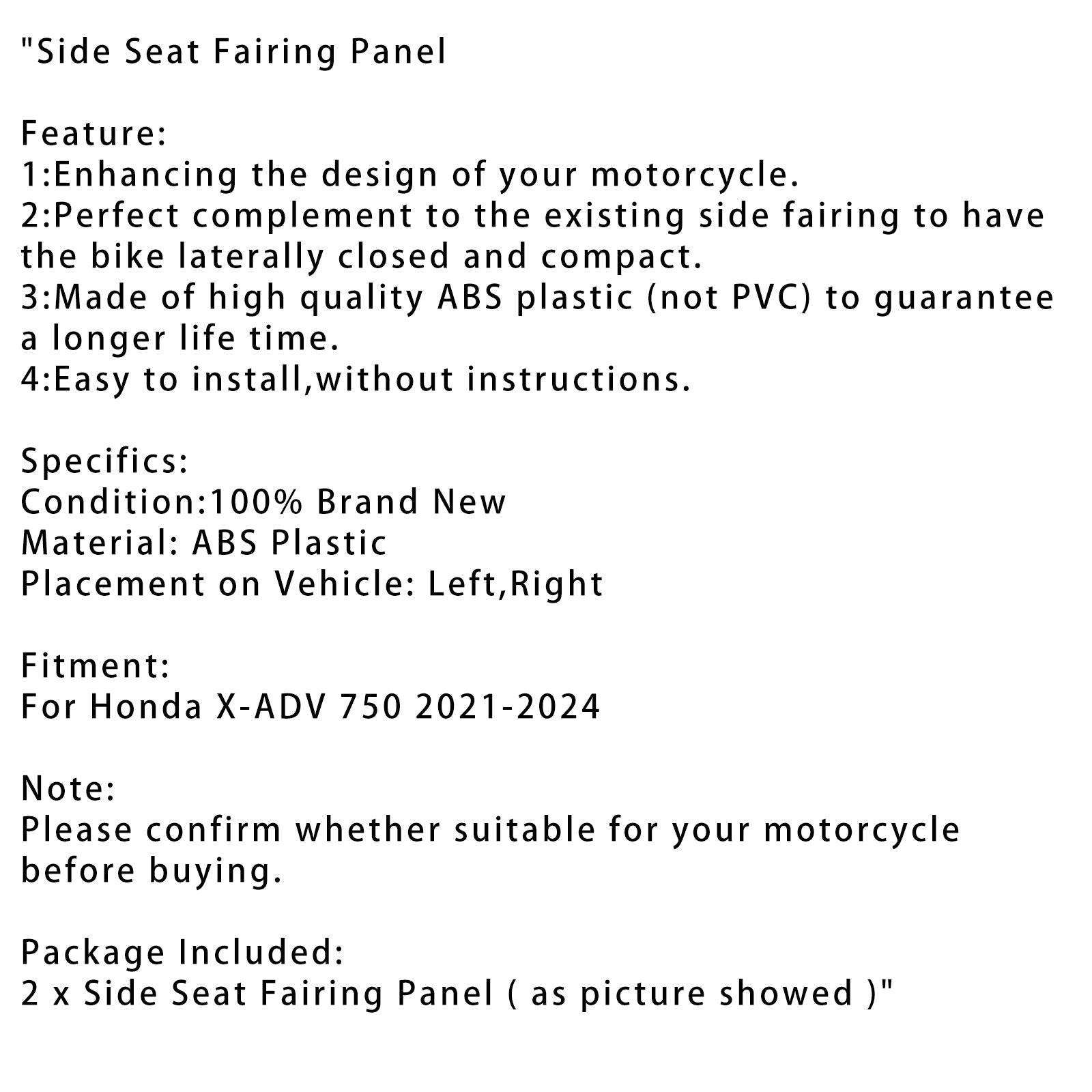 2021-2024 Honda X-ADV 750 XADV zijpaneel kuipkuip