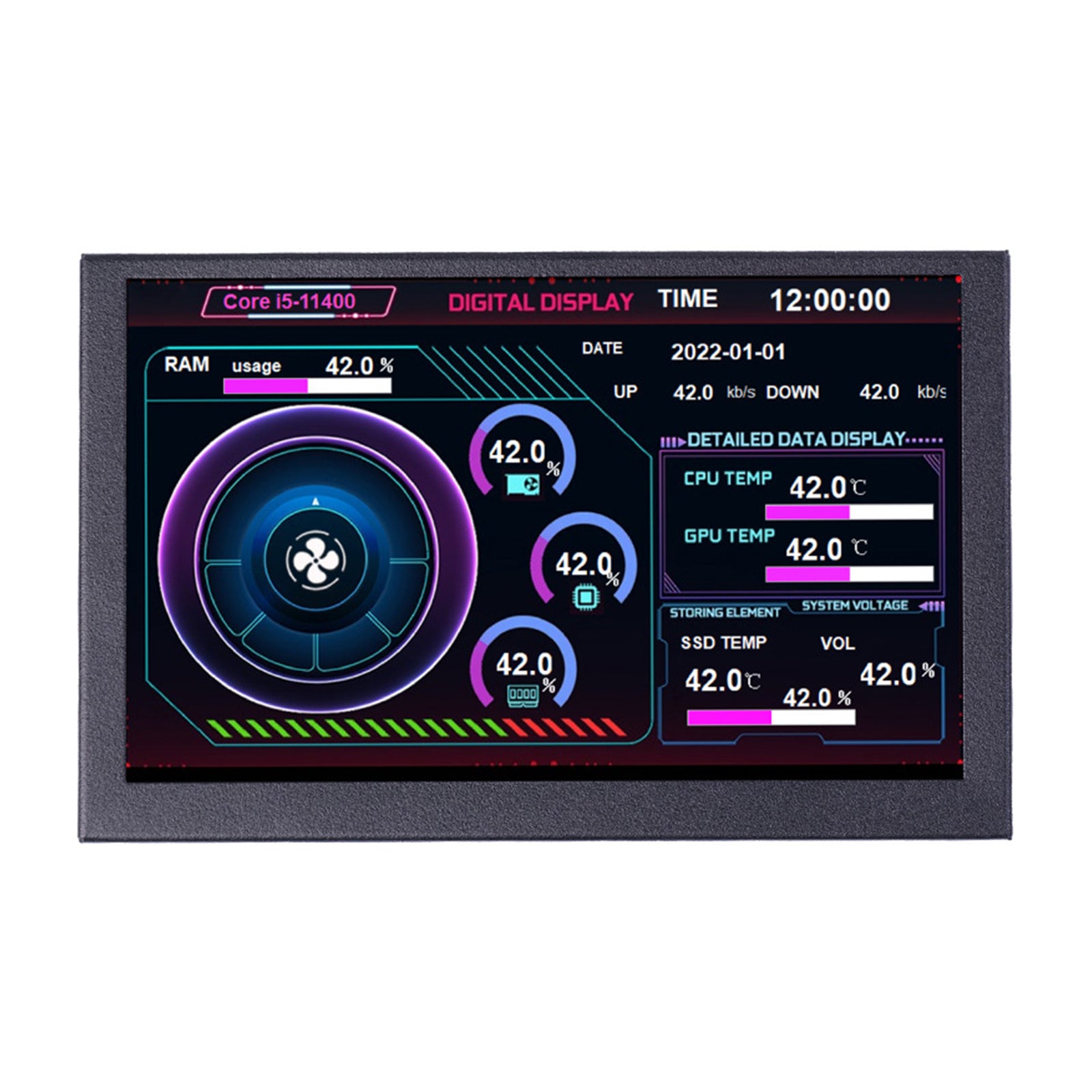 5-palcový podvozok sub-obrazovky IPS HD Smart USB Desktop Sub-Screen Type-C PC