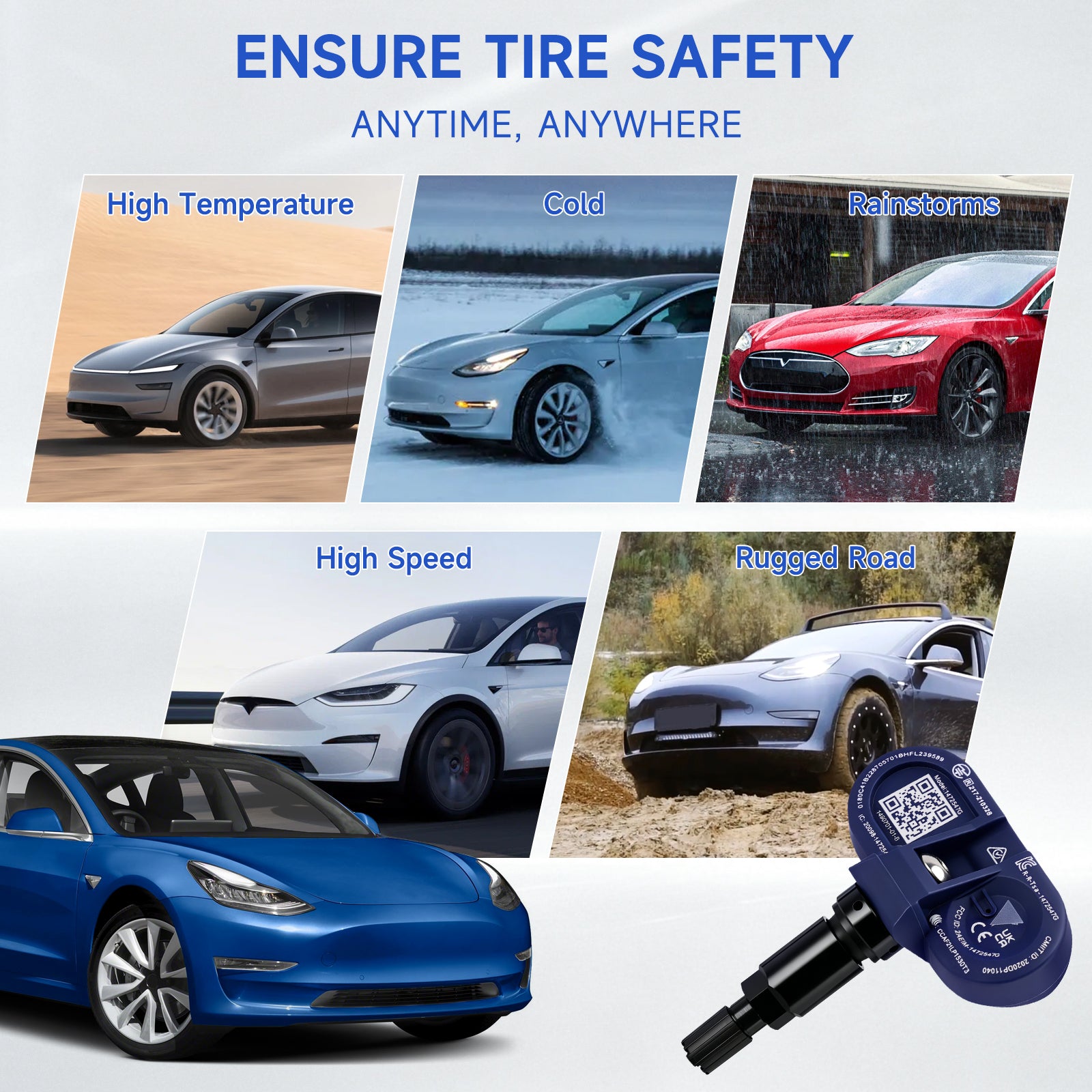2021-2024 Tesla Model X 4Pcs Bluetooth TPMS Tire Pressure Sensor