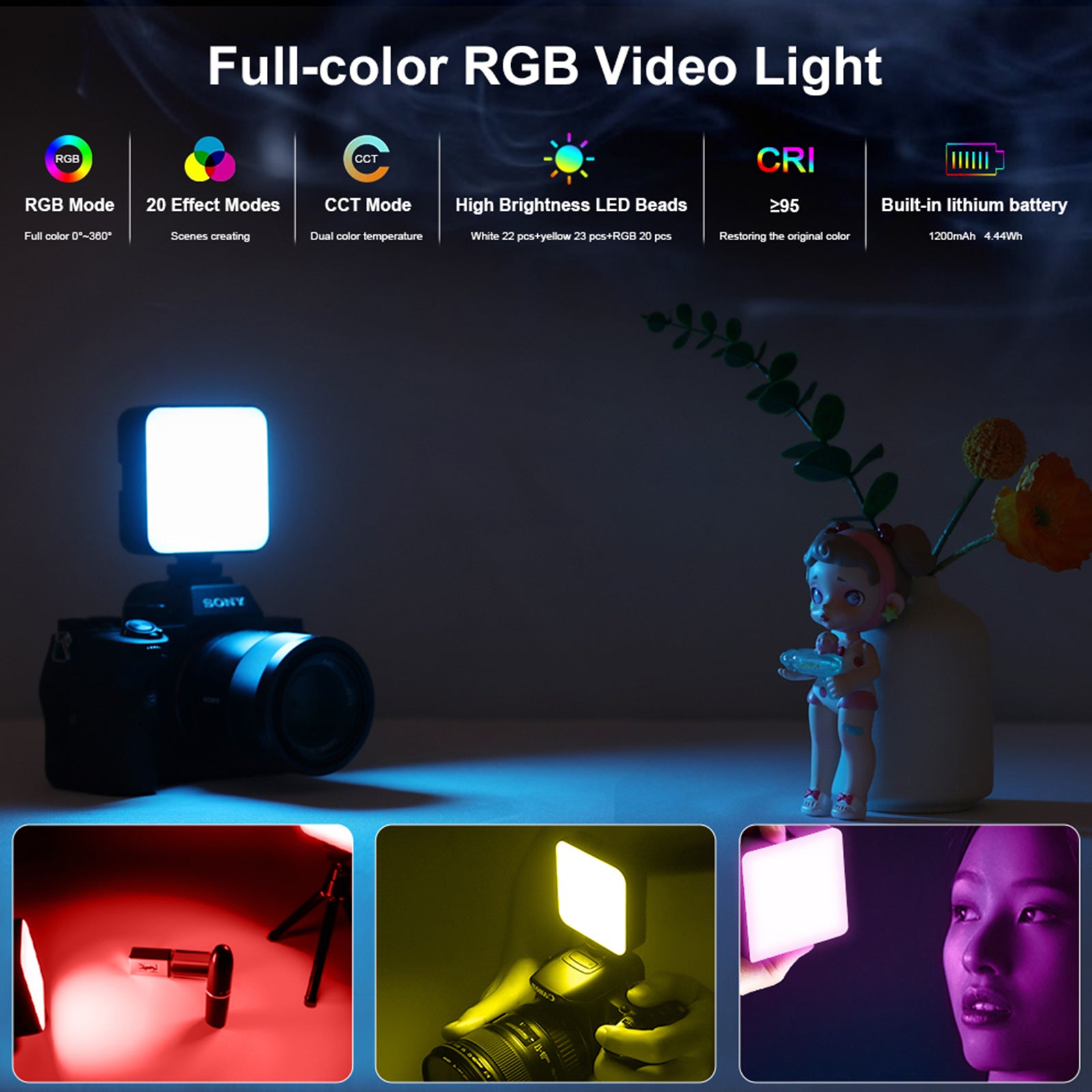 T64 RGB LED-videolicht Invullicht Videofotografie Full-Color Led-invullicht
