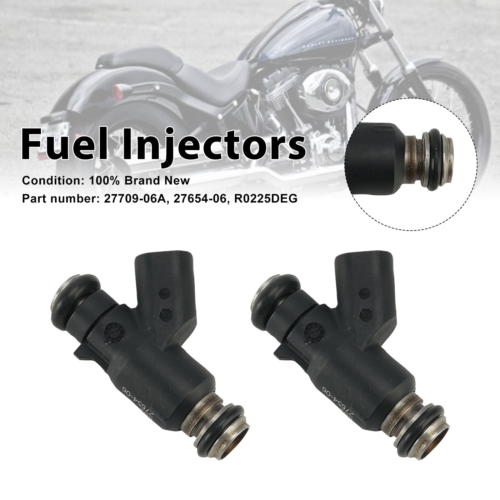 2PC 27654-06 Fuel Injectors 27709-06A Fits For Dyna Cross Bones 25 Degree