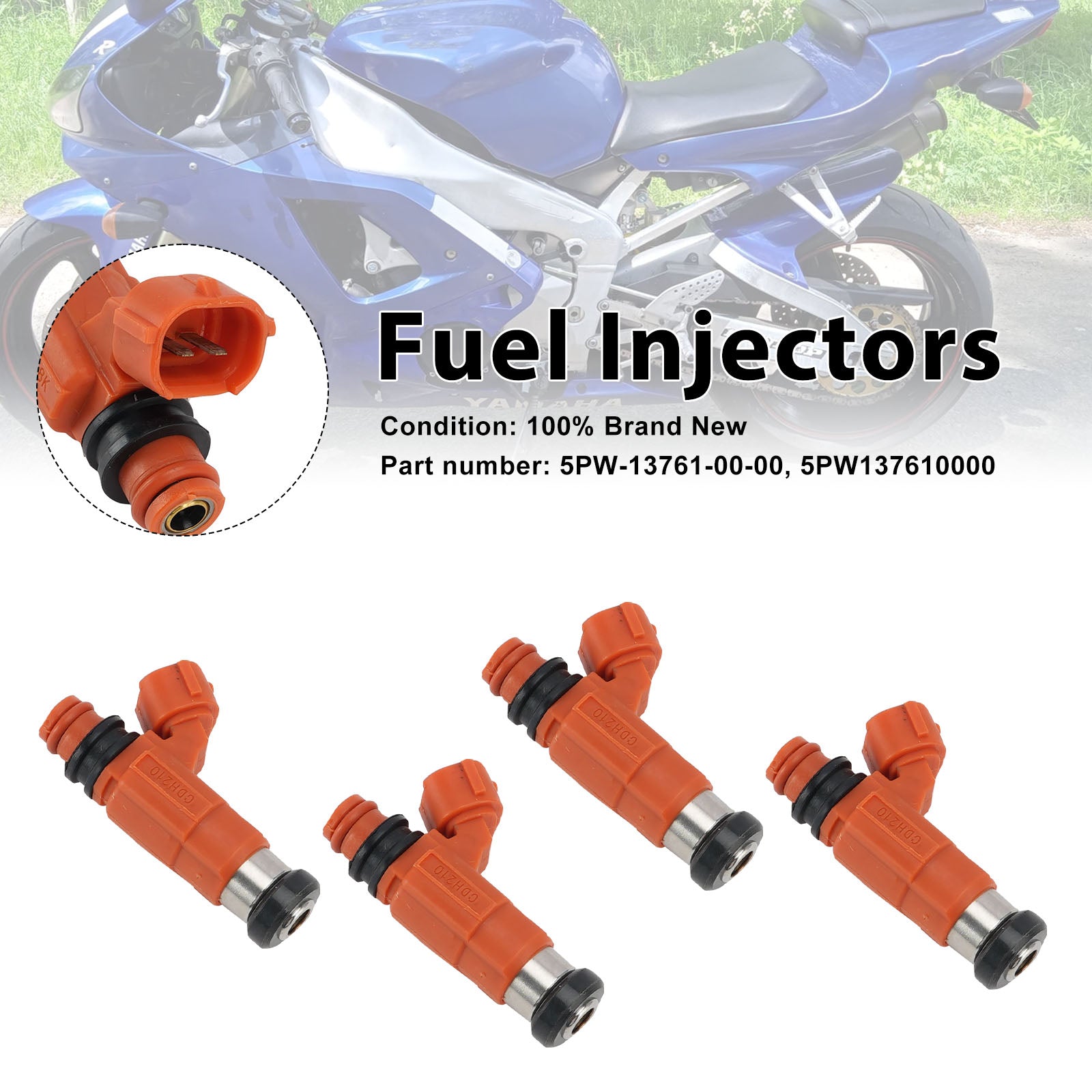 4PC Fuel Injectors 5PW-13761-00-00 For Yamaha YZF R1 YZF-R1 2002-2003