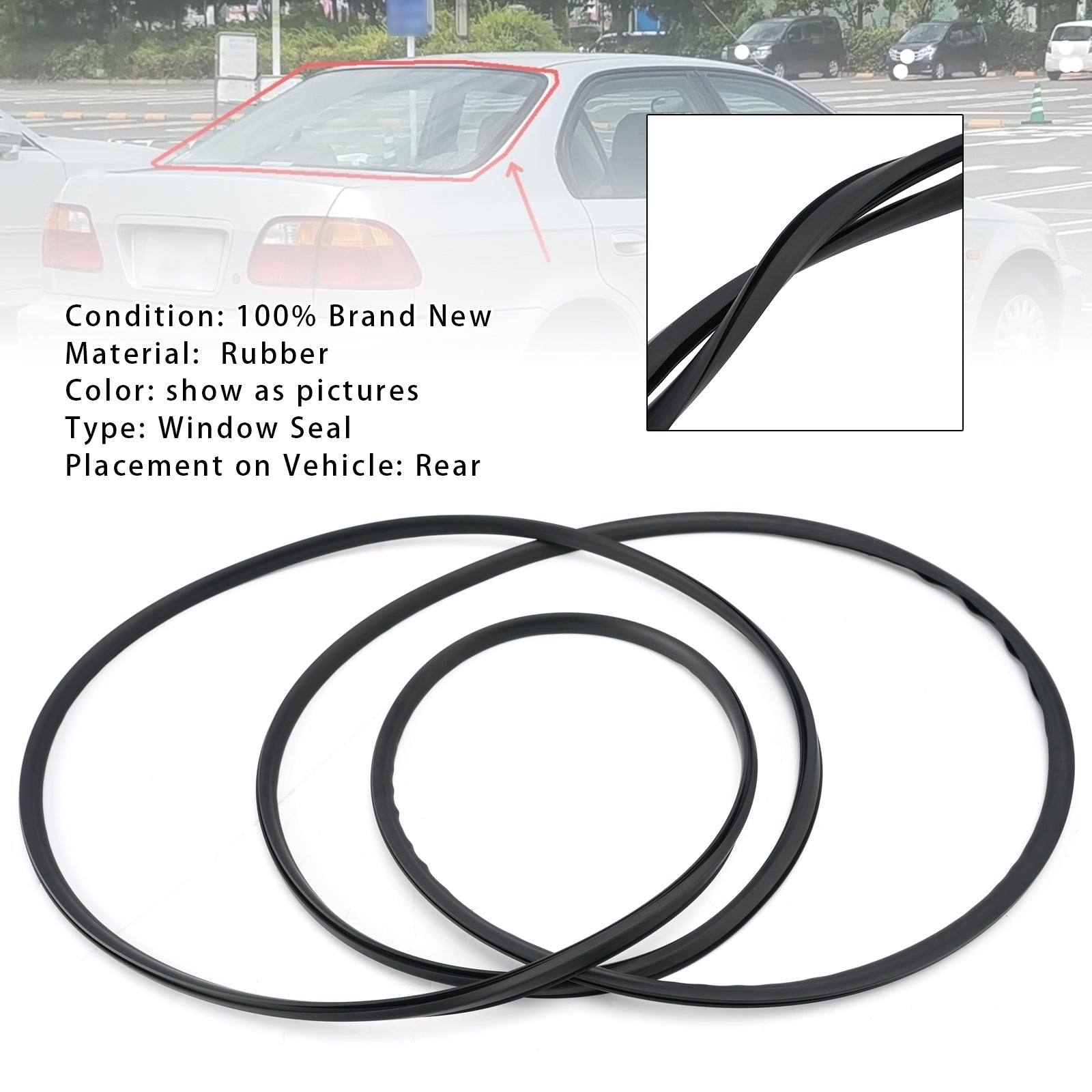 Rear Windshield Windscreen Seal Rubber For Honda Civic EK3 EK4 EJ8 EJ9 EL4