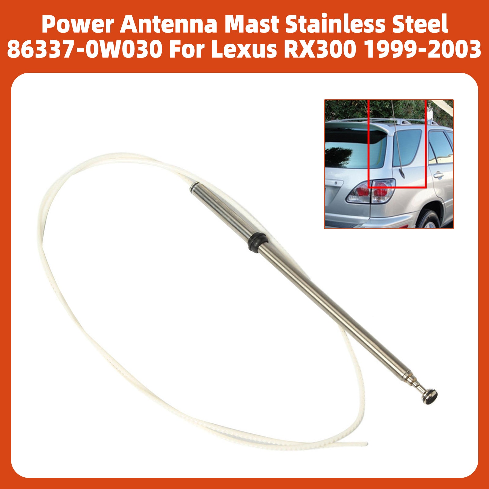 Power Antenna Mast Stainless Steel 86337-0W030 For Lexus RX300 1999-2003