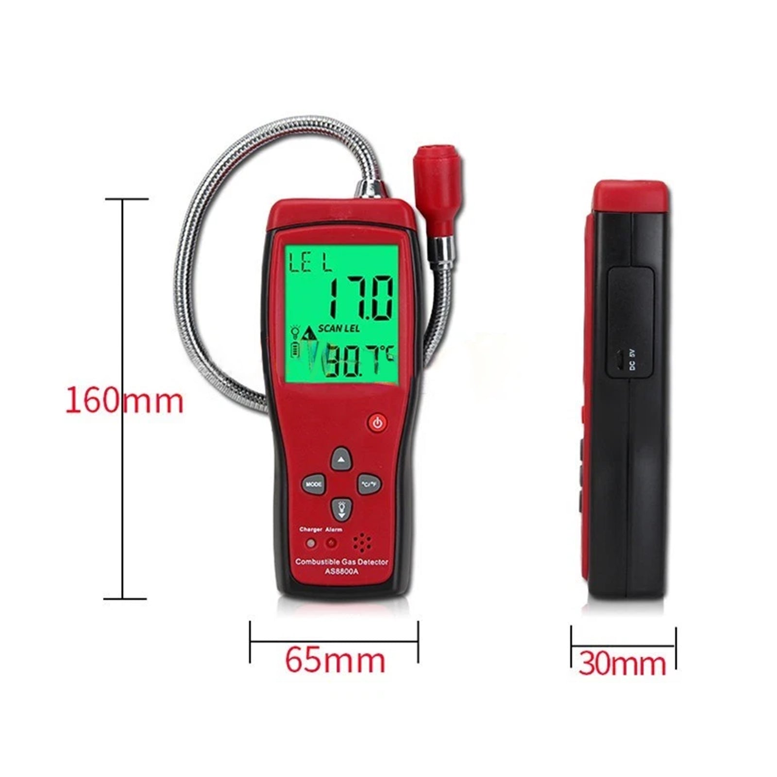 AS8800A Combustible Gas Leak Detector LCD LEL Gas Monitor