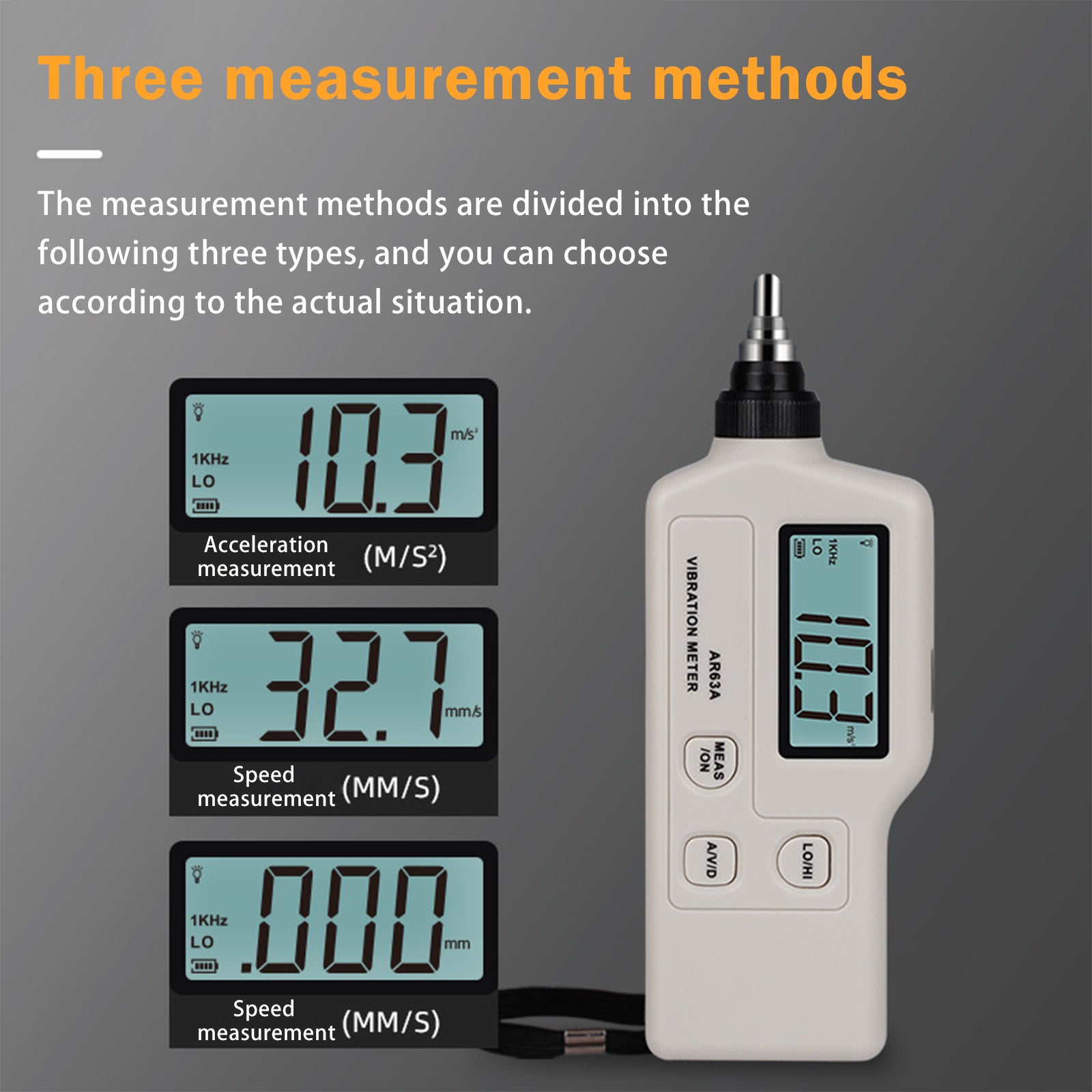 R63A Digital Handheld Vibration Sensor Meter Case Gauge Measure Tester