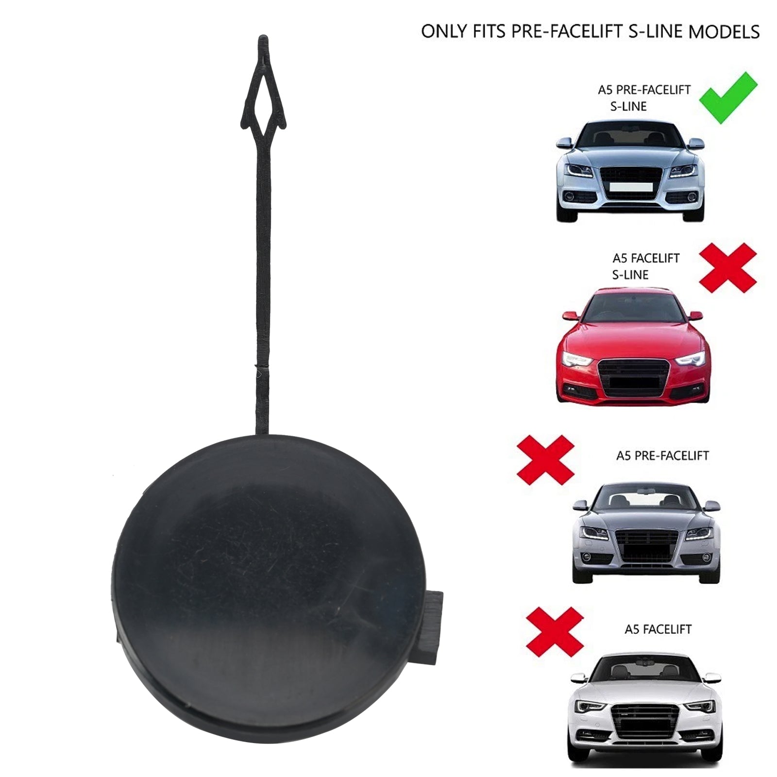 Front Bumper Tow Hook Cover Cap 8T0807241A for Audi A5 2008-2011 S-Line