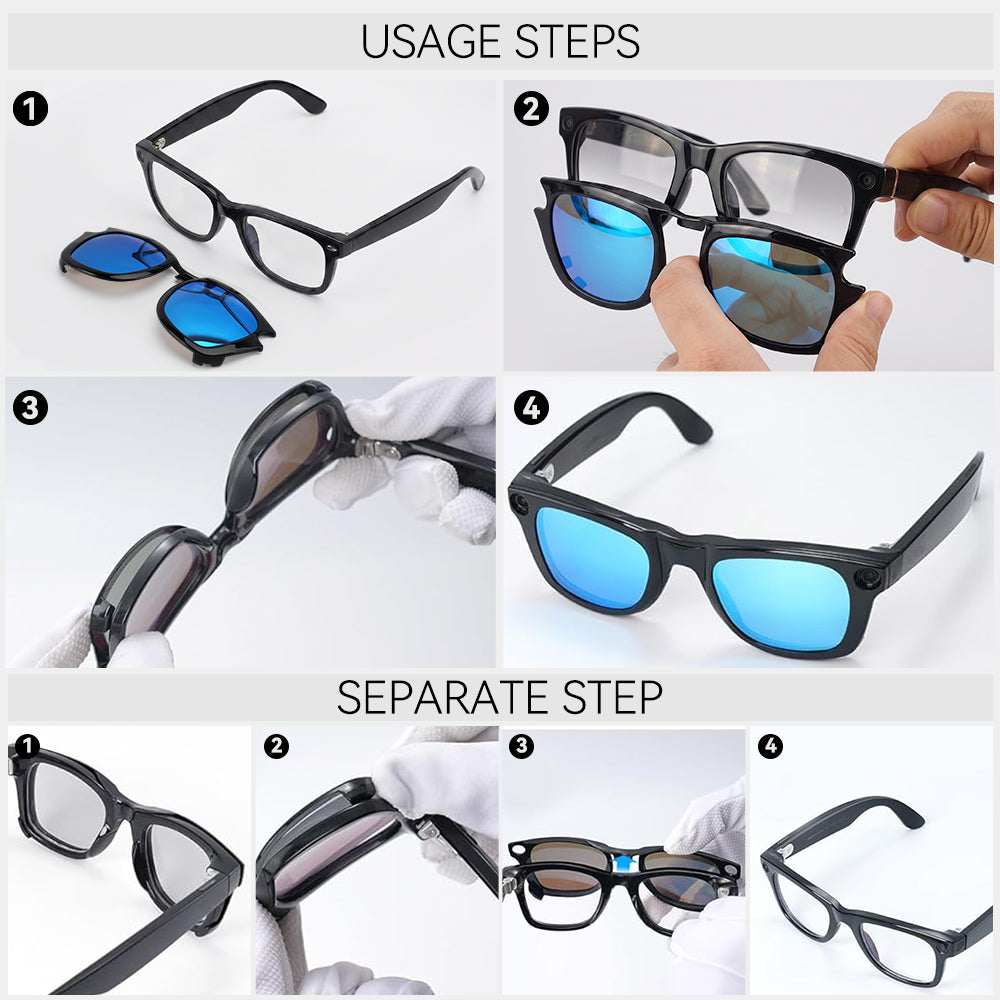 4Pcs Polarized Clip for Ray-Ban Meta Wayfarer & Gen 2 (RW4006/RW4012 Standard 50-22)