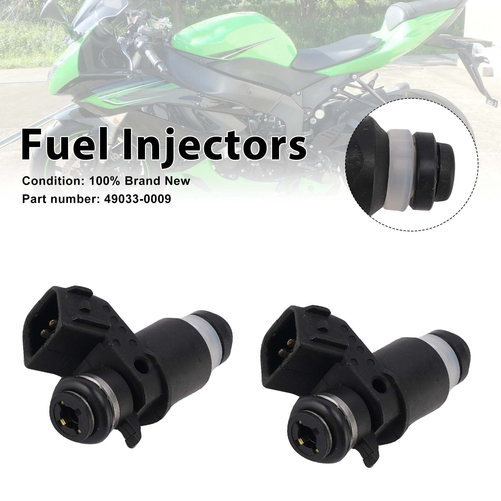 2PC Fuel Injectors 49033-0009 For Kawasaki ZX-6R ZX-6RR ZX636 05-06