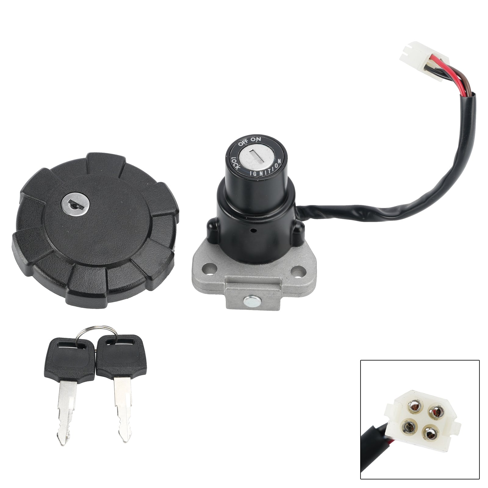 4-Wire Ignition Switch Fuel Cap Lock Set For Yamaha XT250 XT350 1985-1986