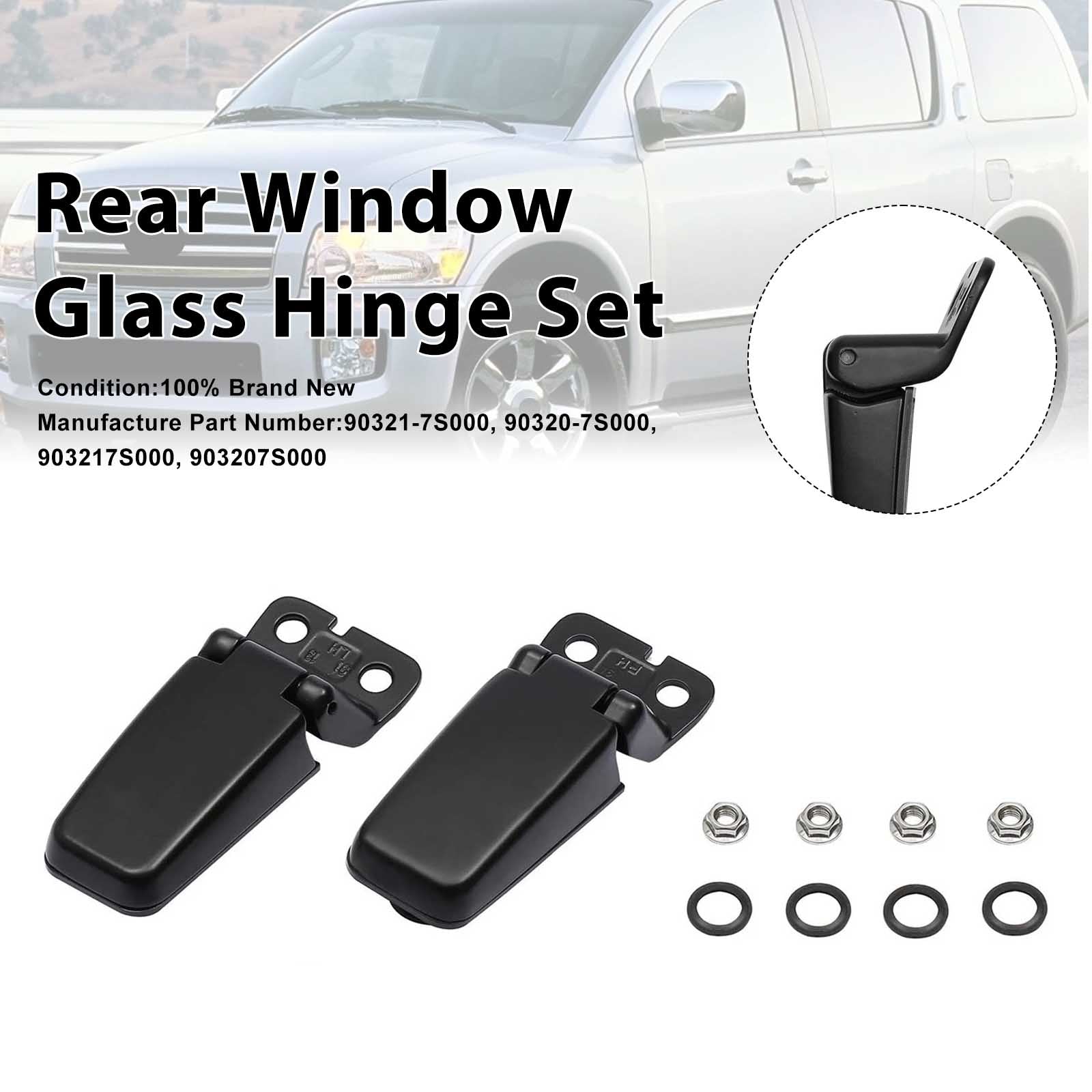 Rear Liftgate Glass Hinge Set For Infiniti QX56 5.6L V8 2004-2010 90320-7S000