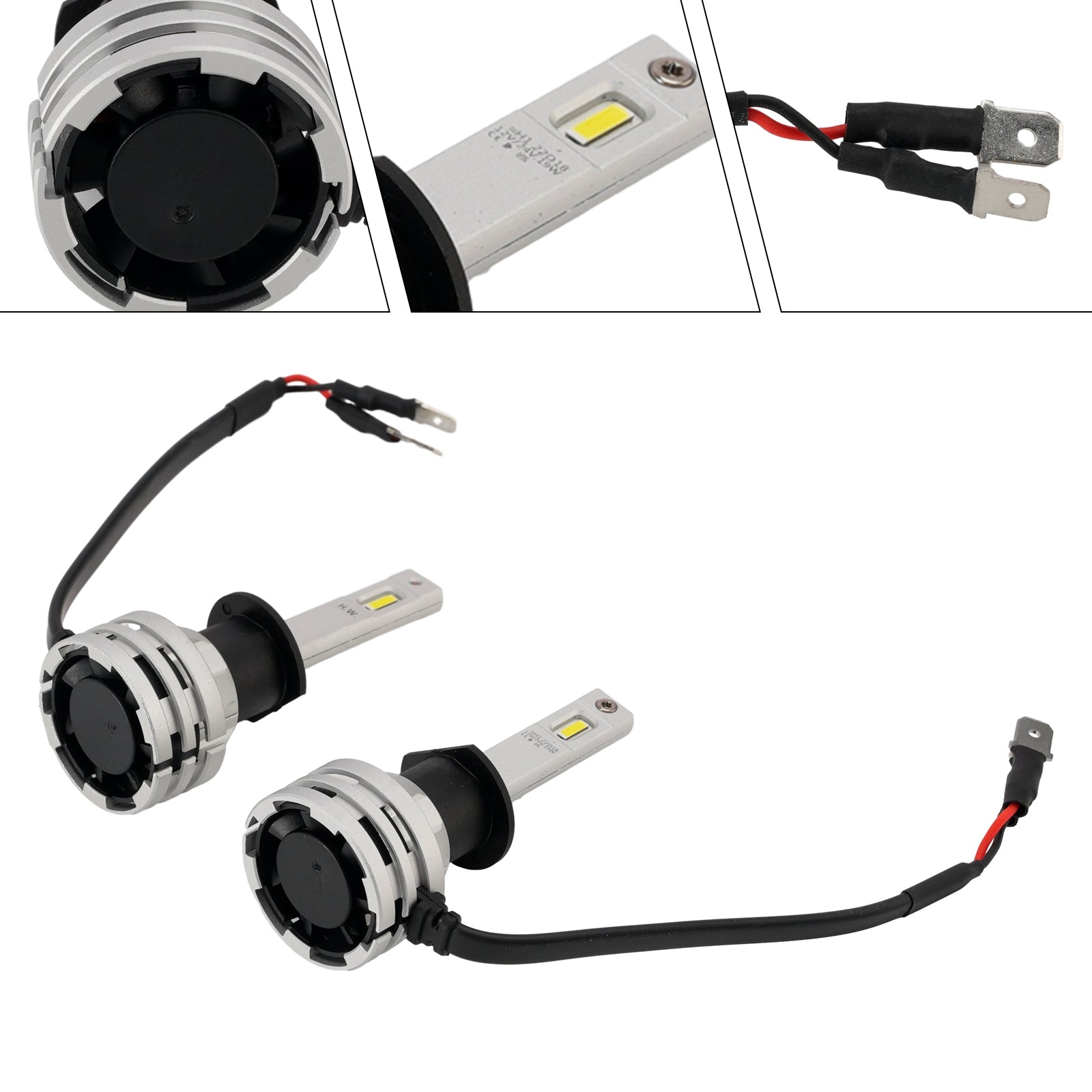 LED Headlight Bulb Kit High Low Beam H1 12V 24W 6500K Fan Cooling For HELLA