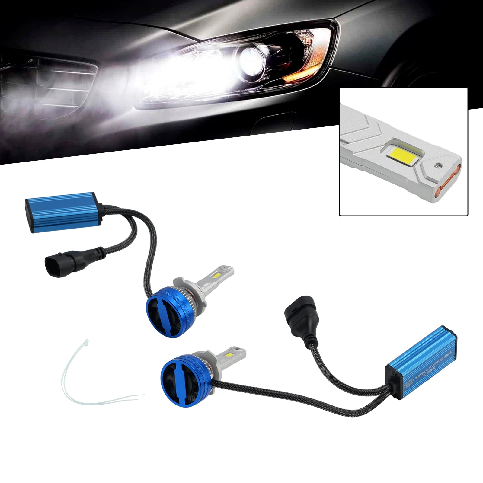 LED Headlight Bulb Kit High Low Beam Lamp HB3/4 9005/6 24V 65W 6500K For HELLA
