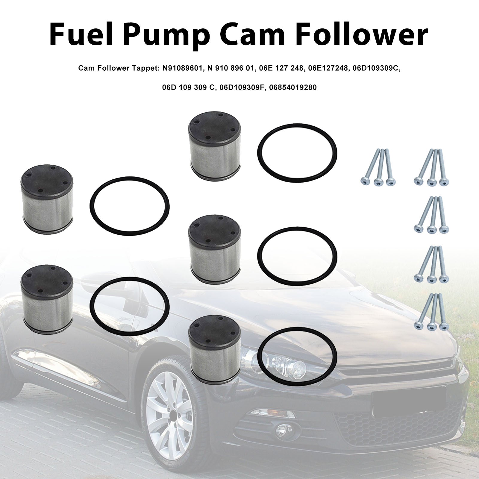 5PCS Fuel Pump Cam Follower Tappet Seal + O-Ring Fit Audi TT 2.0 Fit Seat