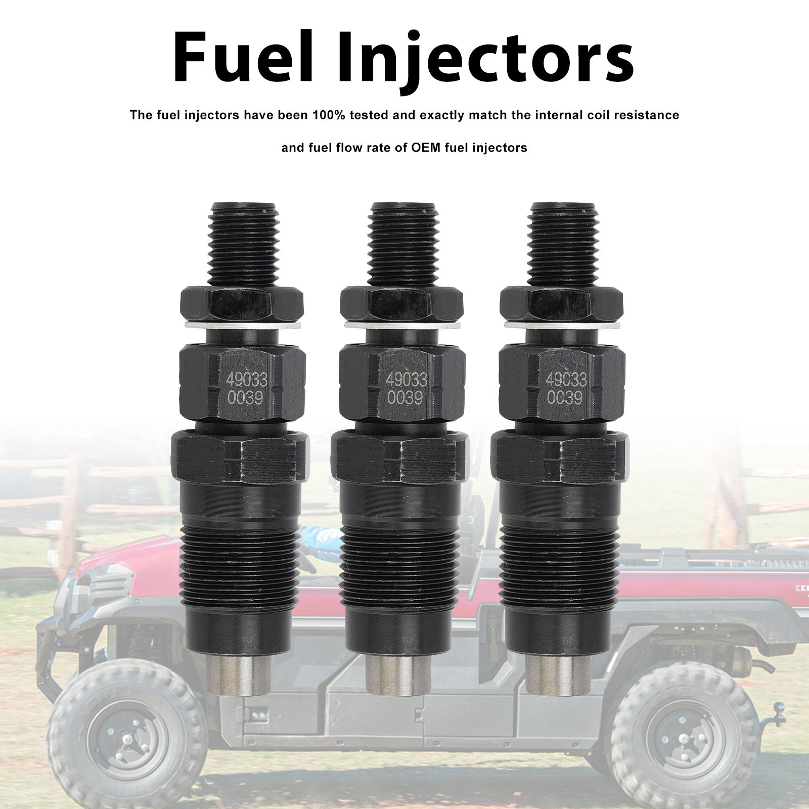 3PC 49033-0039 Fuel Injectors 3070284 3070436 For Kawasaki KAF1000 Polaris UTV
