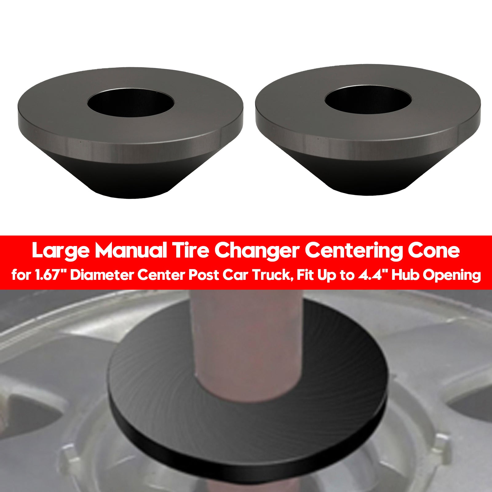 2× Large Manual Tire Changer Centering Cone for 1.67" Diameter Center Post
