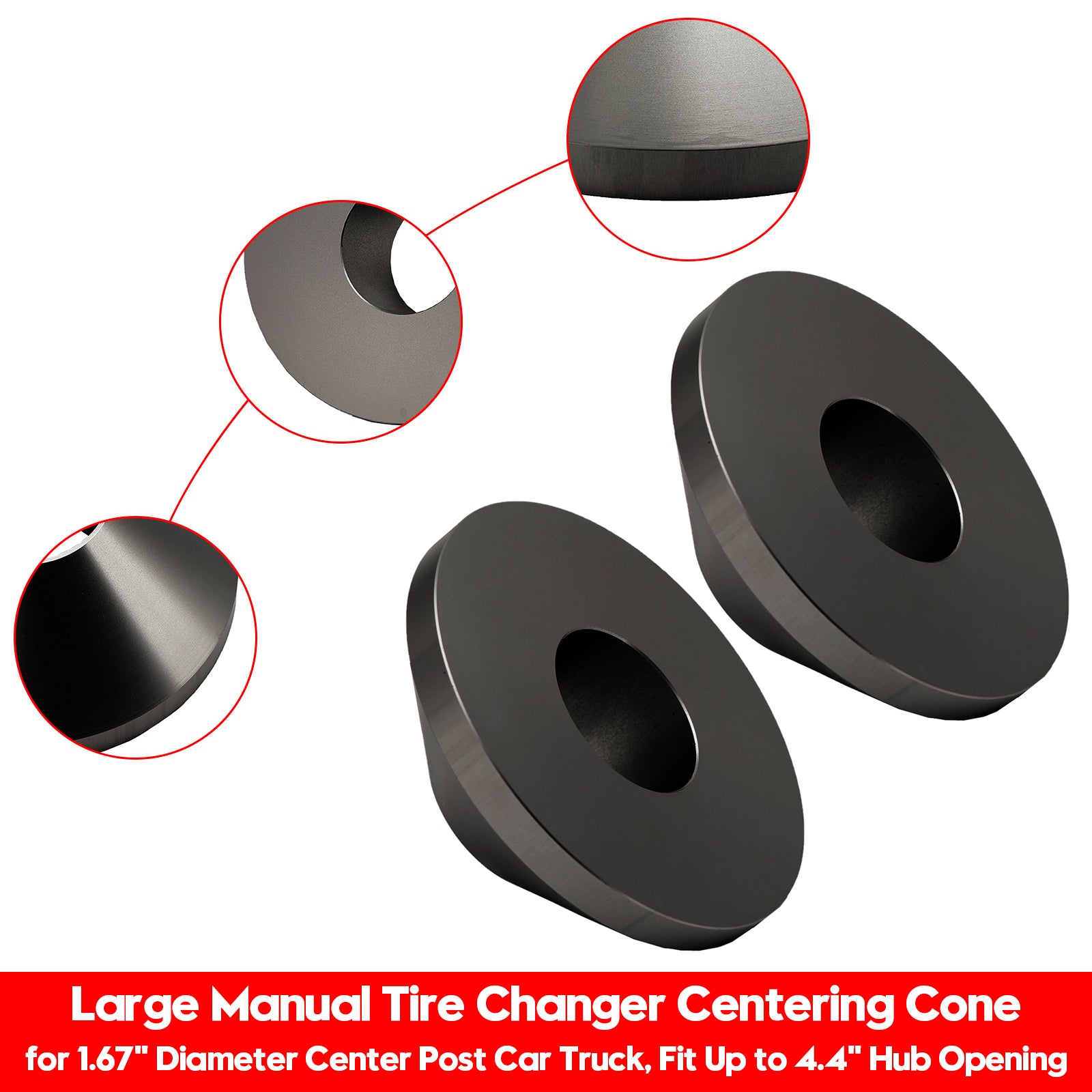 2× Large Manual Tire Changer Centering Cone for 1.67" Diameter Center Post