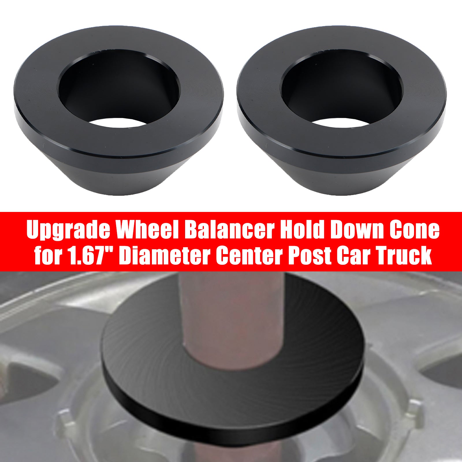 2× Upgrade Wheel Balancer Hold Down Cone for 1.67" Diameter Center Post