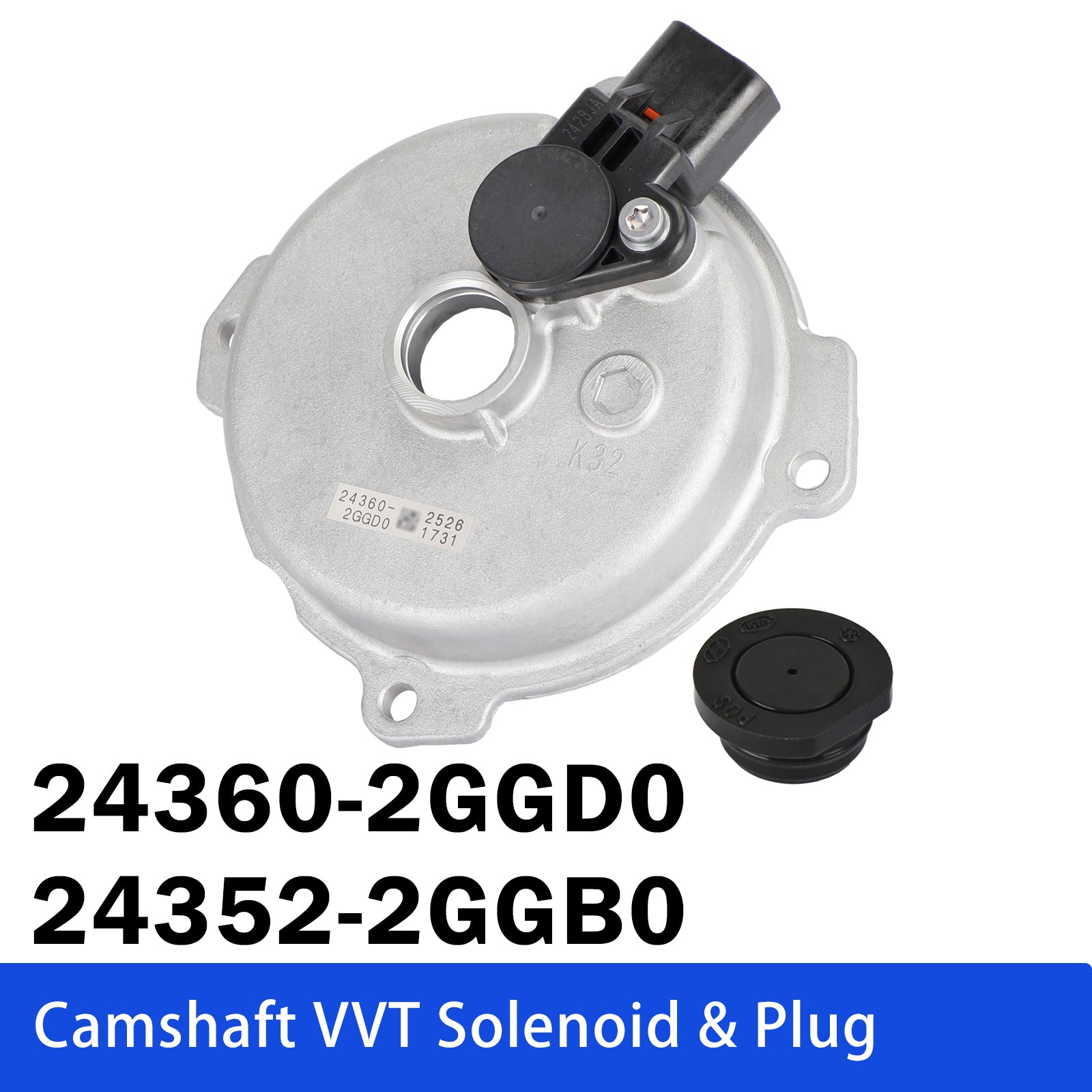 Camshaft VVT Solenoid & Plug for Kia 2.0L 2.4L 15-21 24360-2GGD0 24352-2GGB0