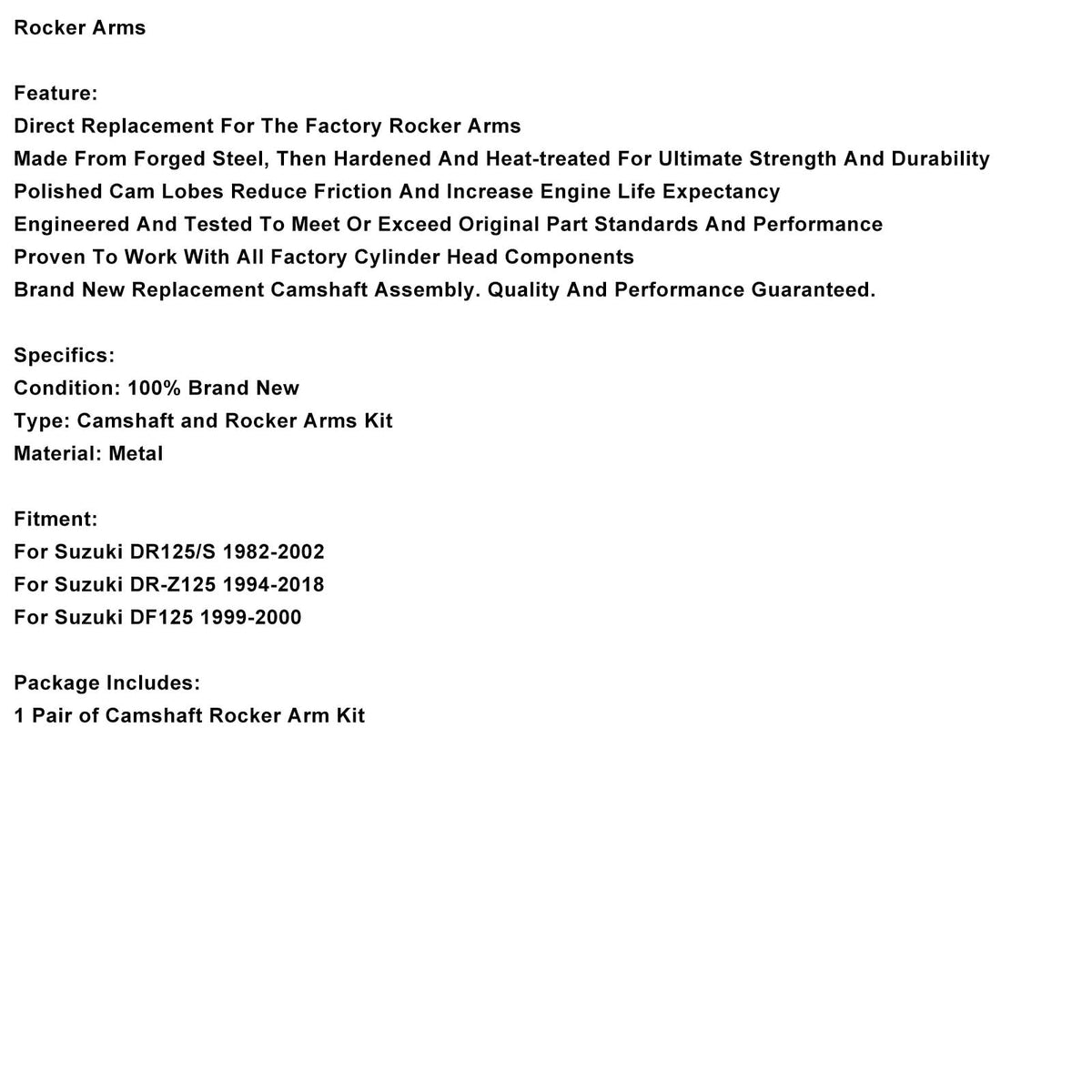 1994-2018 Suzuki DR-Z125 Camshaft Rocker Arm Kit Generic