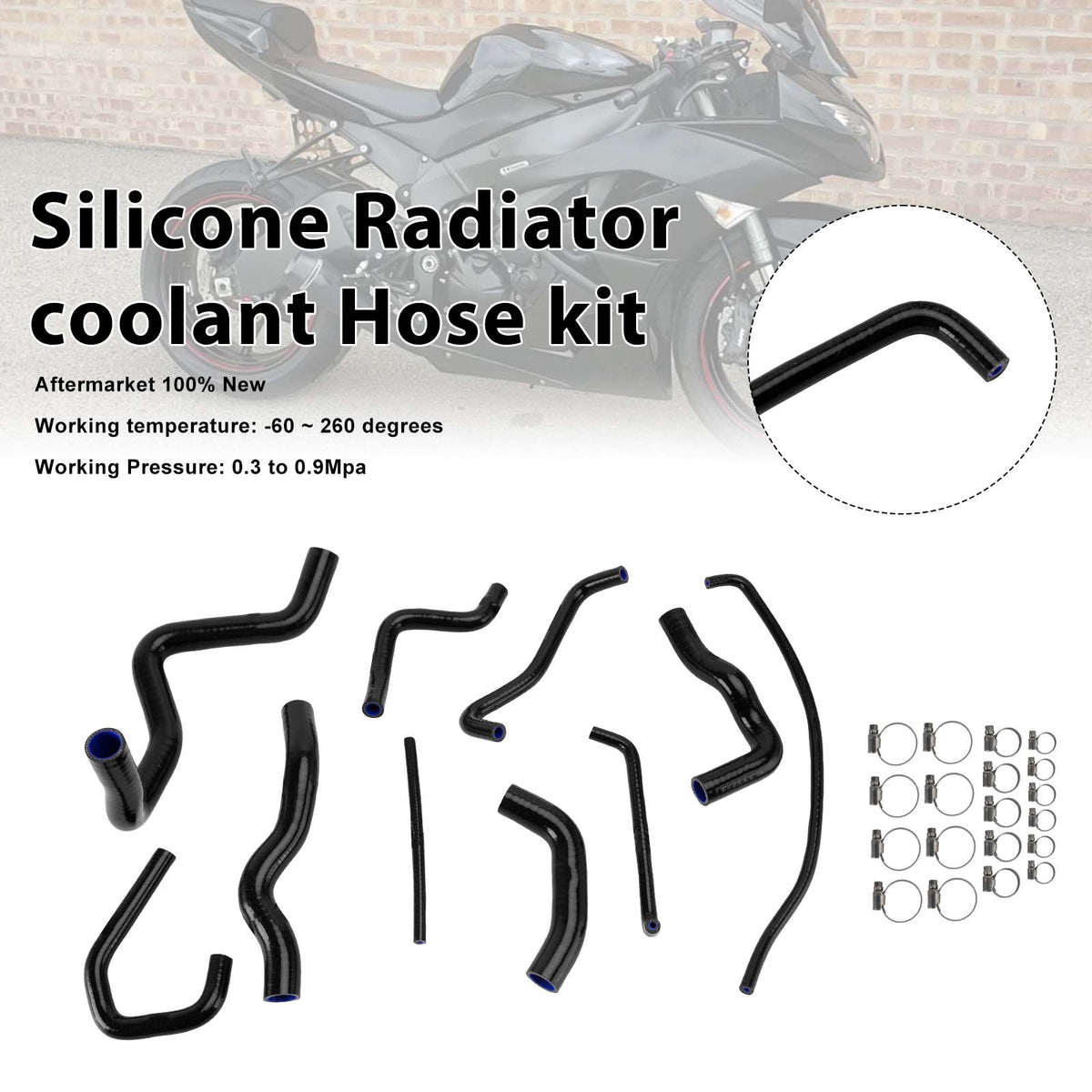 2009-2026 Kawasaki Ninja ZX-6R Silicone Radiator coolant Hose kit Generic