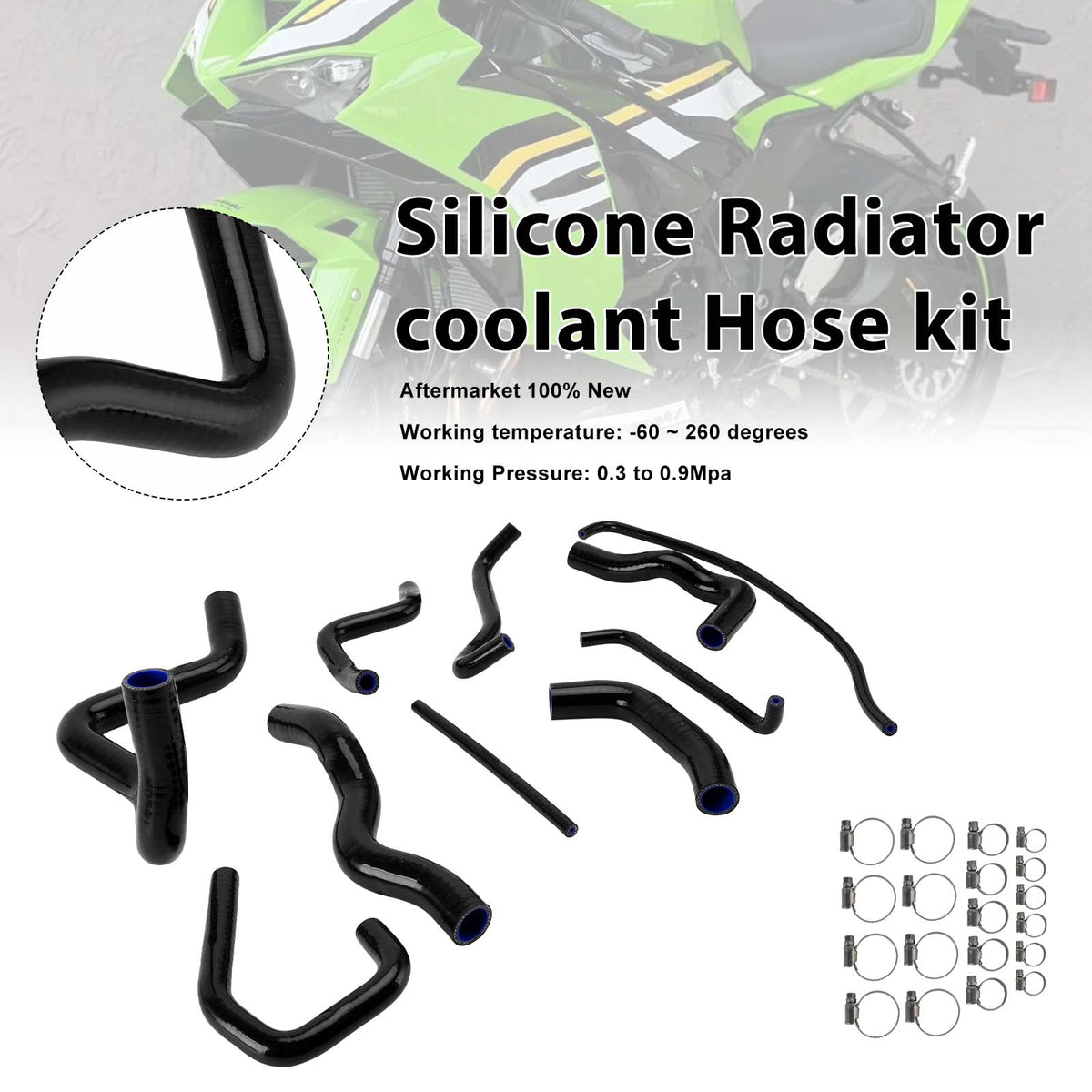 2009-2026 Kawasaki Ninja ZX-6R Silicone Radiator coolant Hose kit Generic