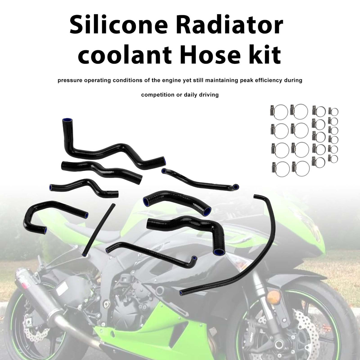 2009-2026 Kawasaki Ninja ZX-6R Silicone Radiator coolant Hose kit Generic