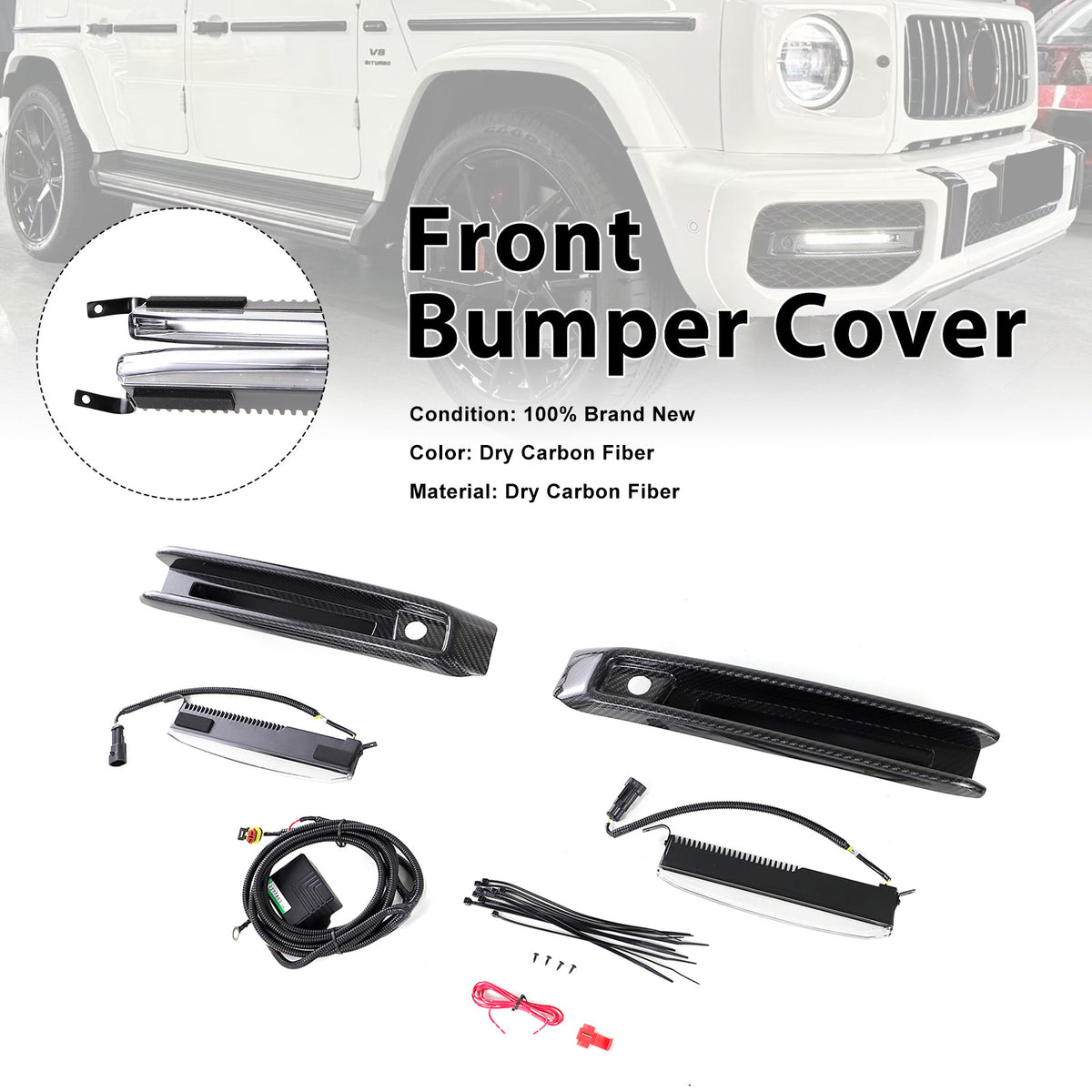 2019-2023 Mercedes Benz G-Class W464 W463A G63 Carbon Fiber Front Bumper Fog Lights Frame Generic