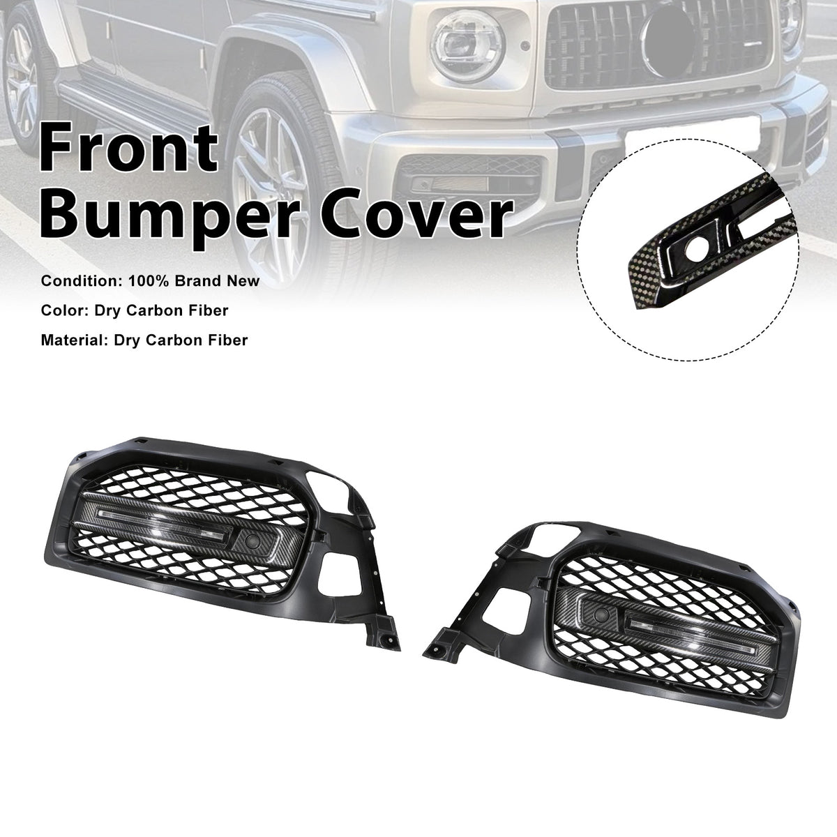 2019-2023 Mercedes Benz G-Class W464 W463A G63 DRY CF Front Bumper Fog Lights Frame Generic