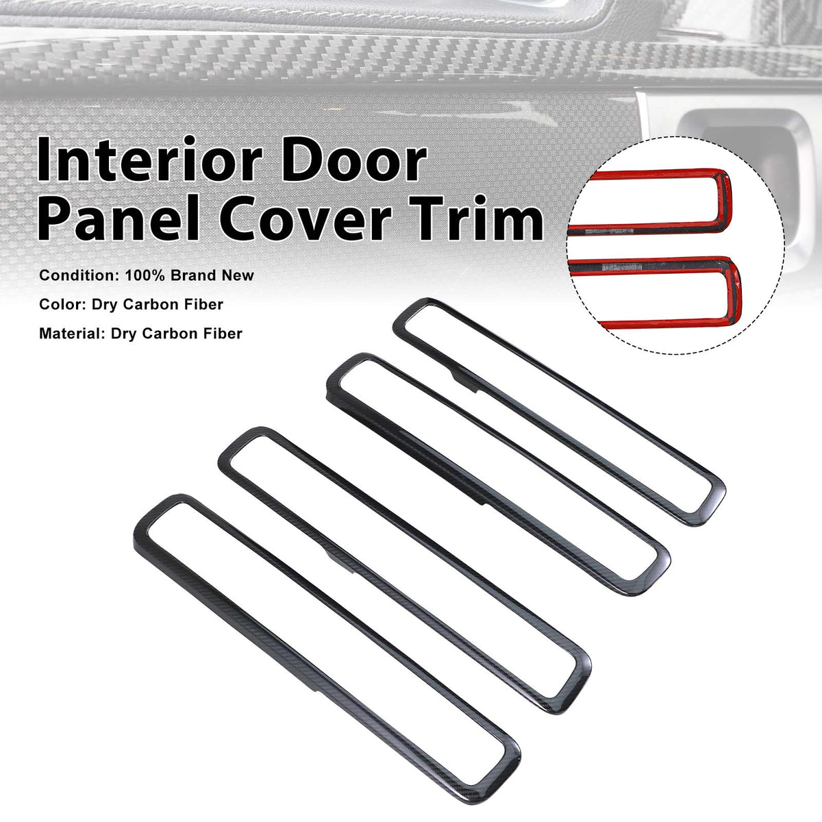 2019-2023 Mercedes Benz G-Class W464 W463A Dry Carbon Fiber Inner Door Frame Cover Trim Generic