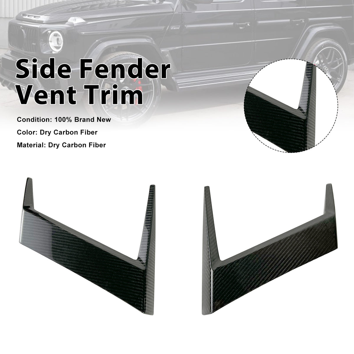 2019-2023 Mercedes Benz G-Class W464 W463A G500 Dry Carbon Side Fender Vent Trim Generic