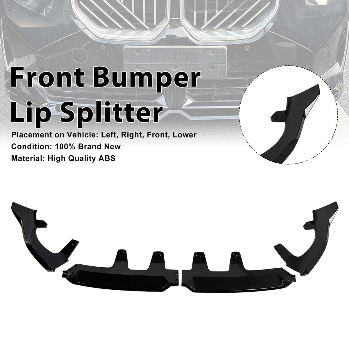 2025- BMW X3 G45 M-Sport Gloss Black Front Bumper Lip Spoiler Splitter Generic