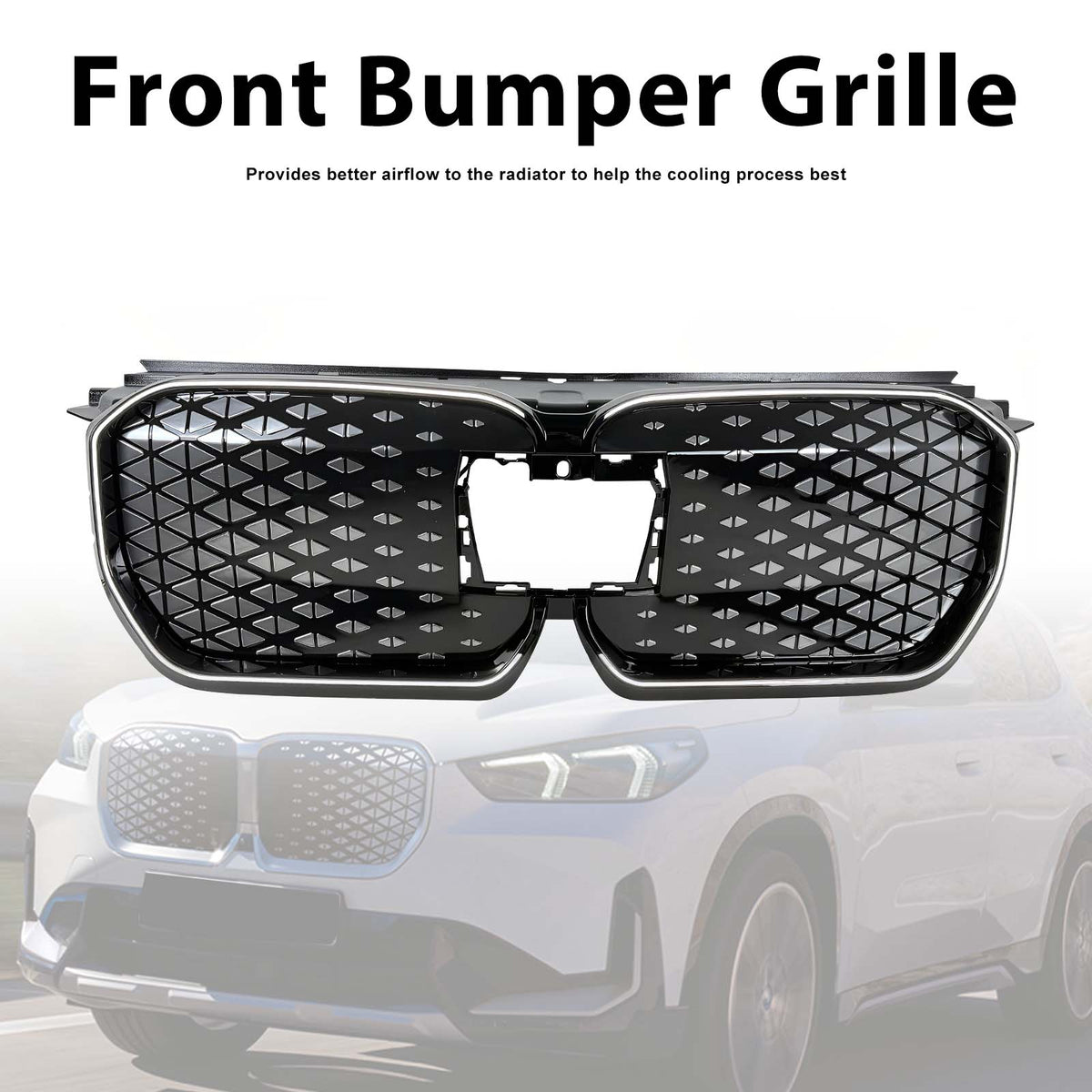 2023-2025 BMW U11 iX1 EV BEV Black Front Bumper Grill Grille Generic