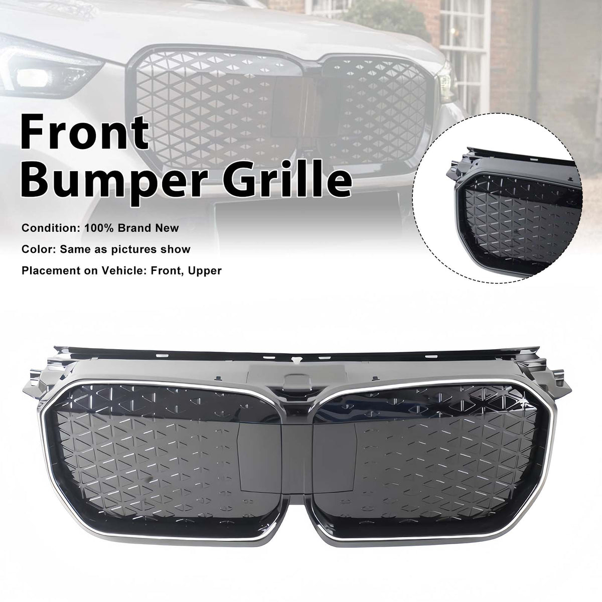 2023-2025 BMW U11 iX1 EV BEV Black Chrome Front Bumper Grill Grille Generic