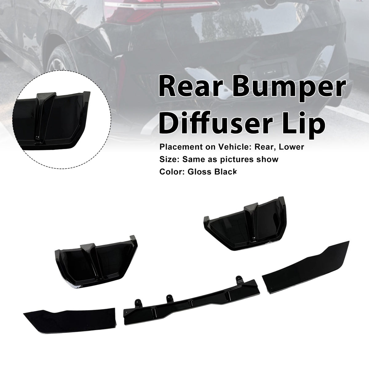 2025- BMW X3 G45 M-Sport Gloss Black Rear Bumper Diffuser Lip Generic