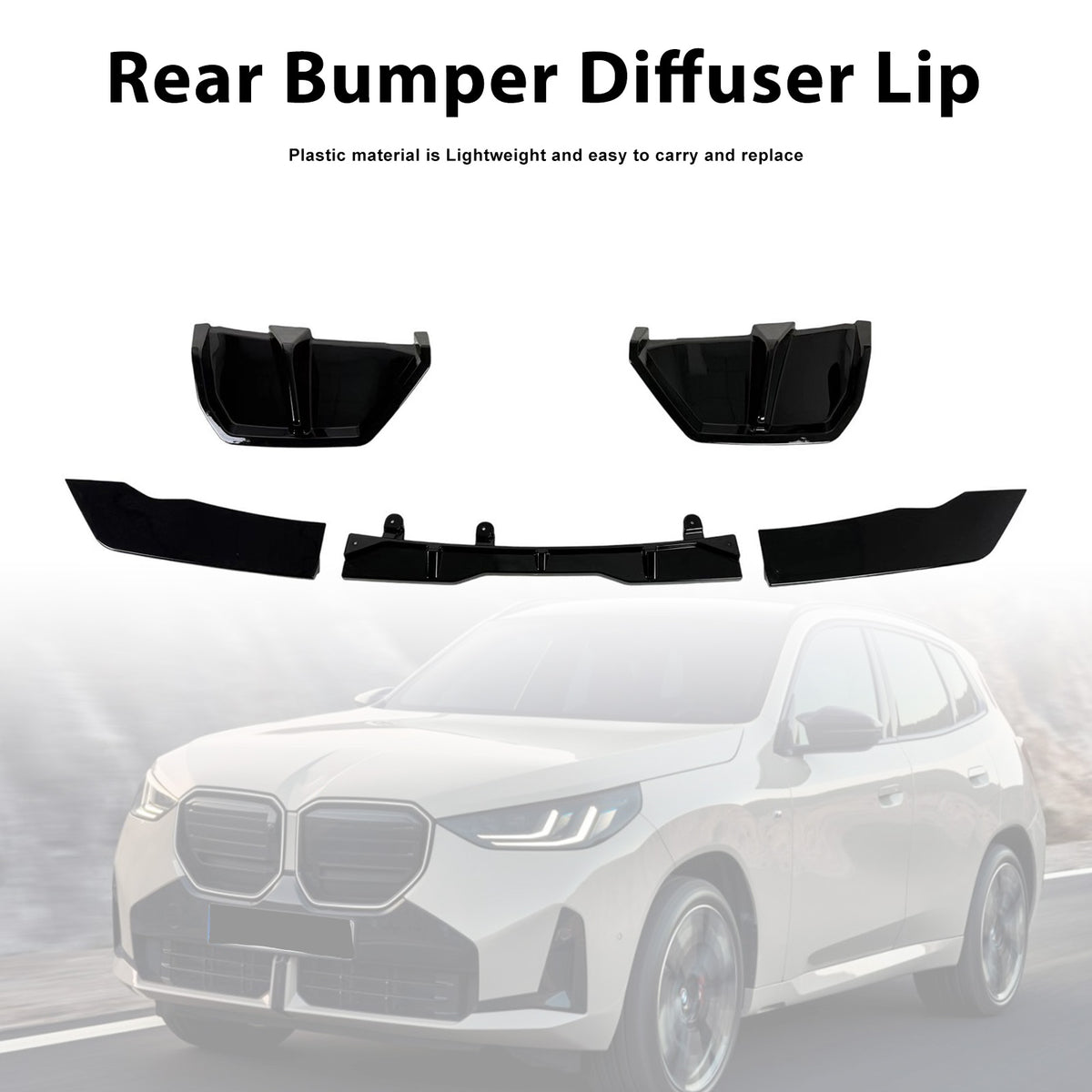 2025- BMW X3 G45 M-Sport Gloss Black Rear Bumper Diffuser Lip Generic